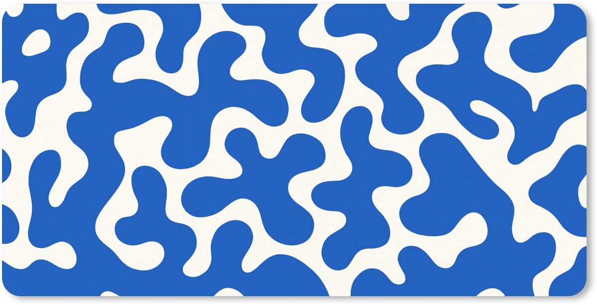 Muismat XXL 80x40 cm - Bureau onderlegger - Bureau mat Vormen - Abstract - Blauw - Golven - Bureaumat - Gaming mousepad xl - Bureaulegger groot - Computer deskmat