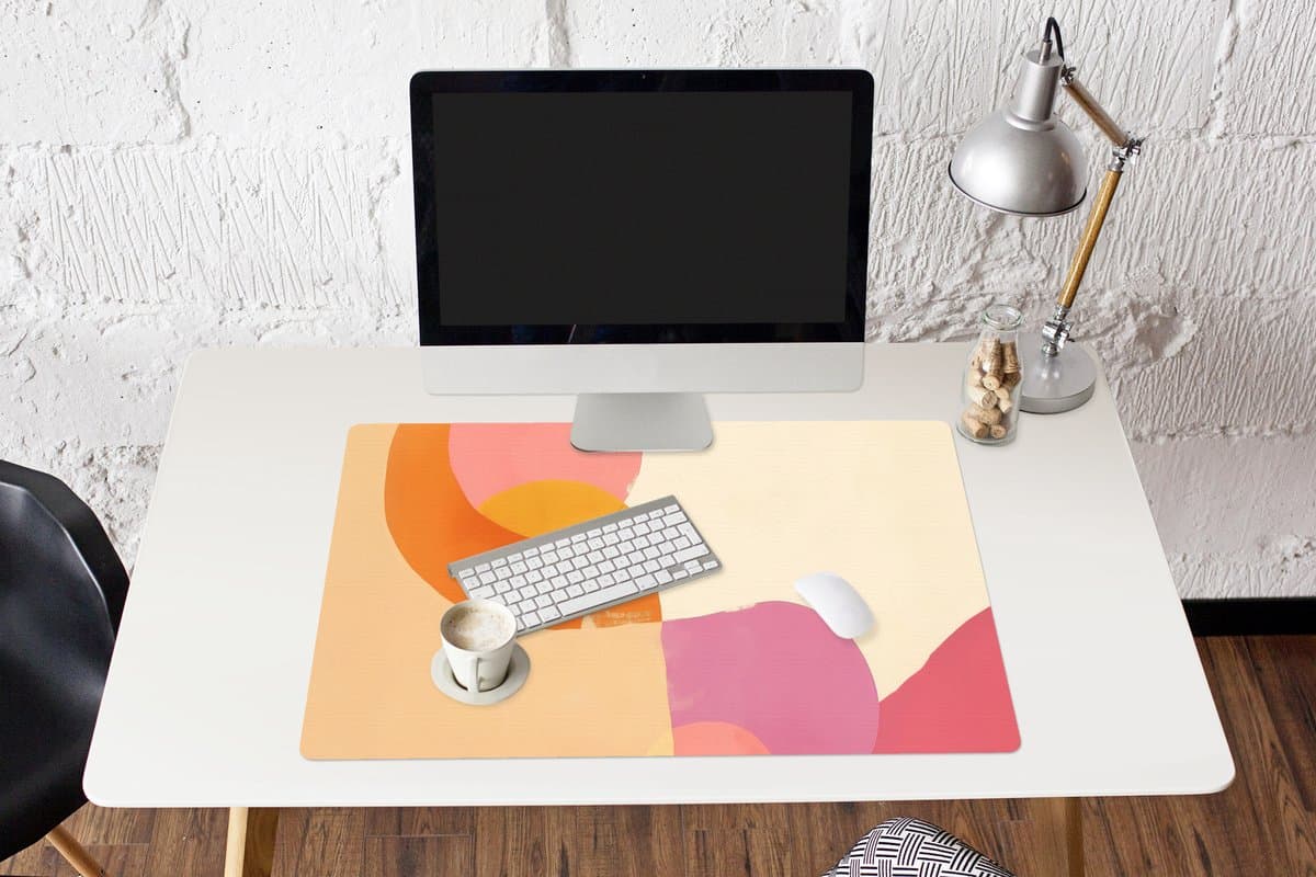 Muismat XXL 90x60 cm - Bureau onderlegger - Bureau mat Vormen - Abstract - Kleurrijk - Bureaumat - Gaming mousepad xl - Bureaulegger groot - Computer deskmat