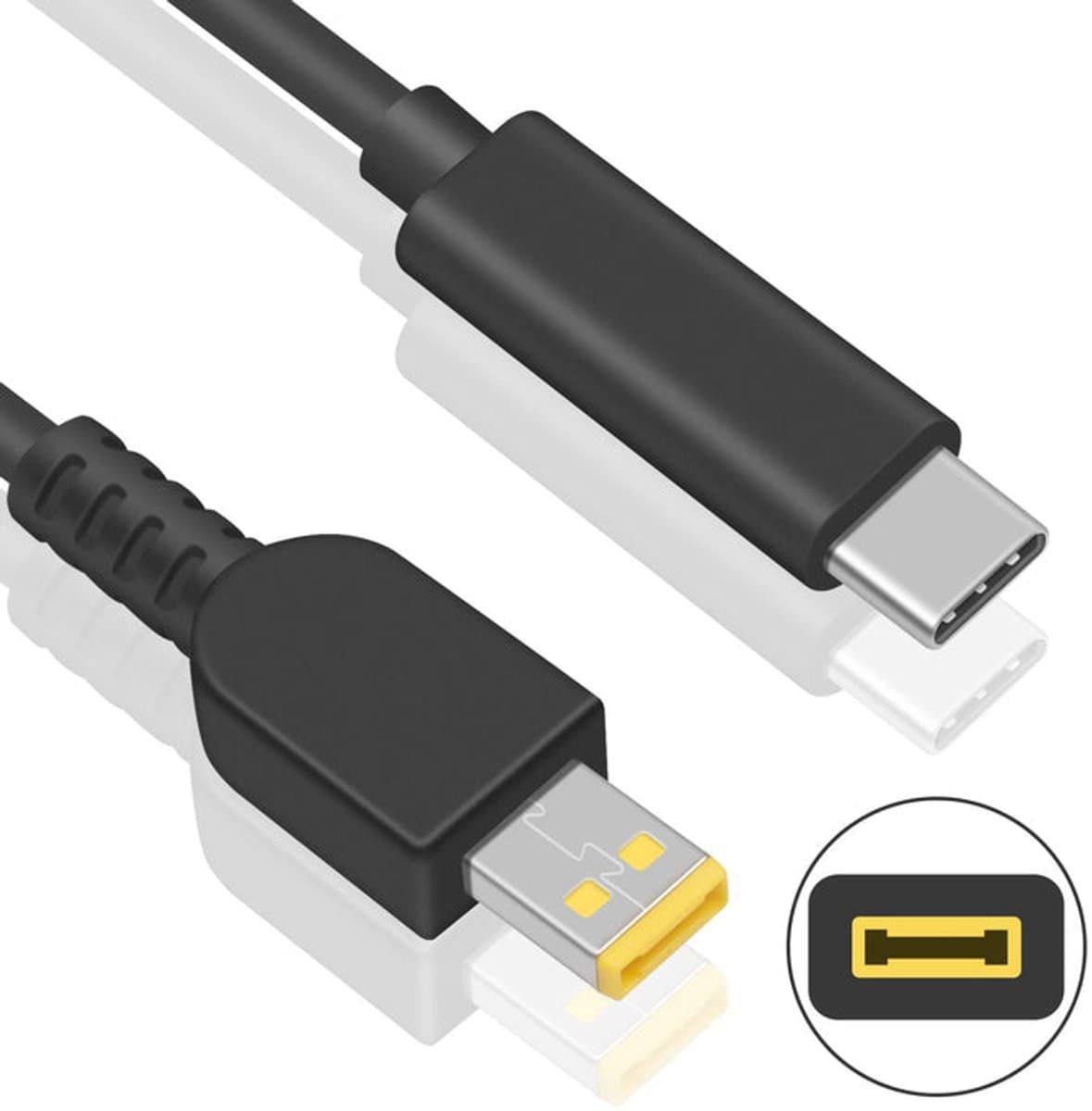 NÖRDIC USB-C naar DC Kabel - Geschikt voor Lenovo apparaten - 65W - Geschikt voor Laptop - 1,5m