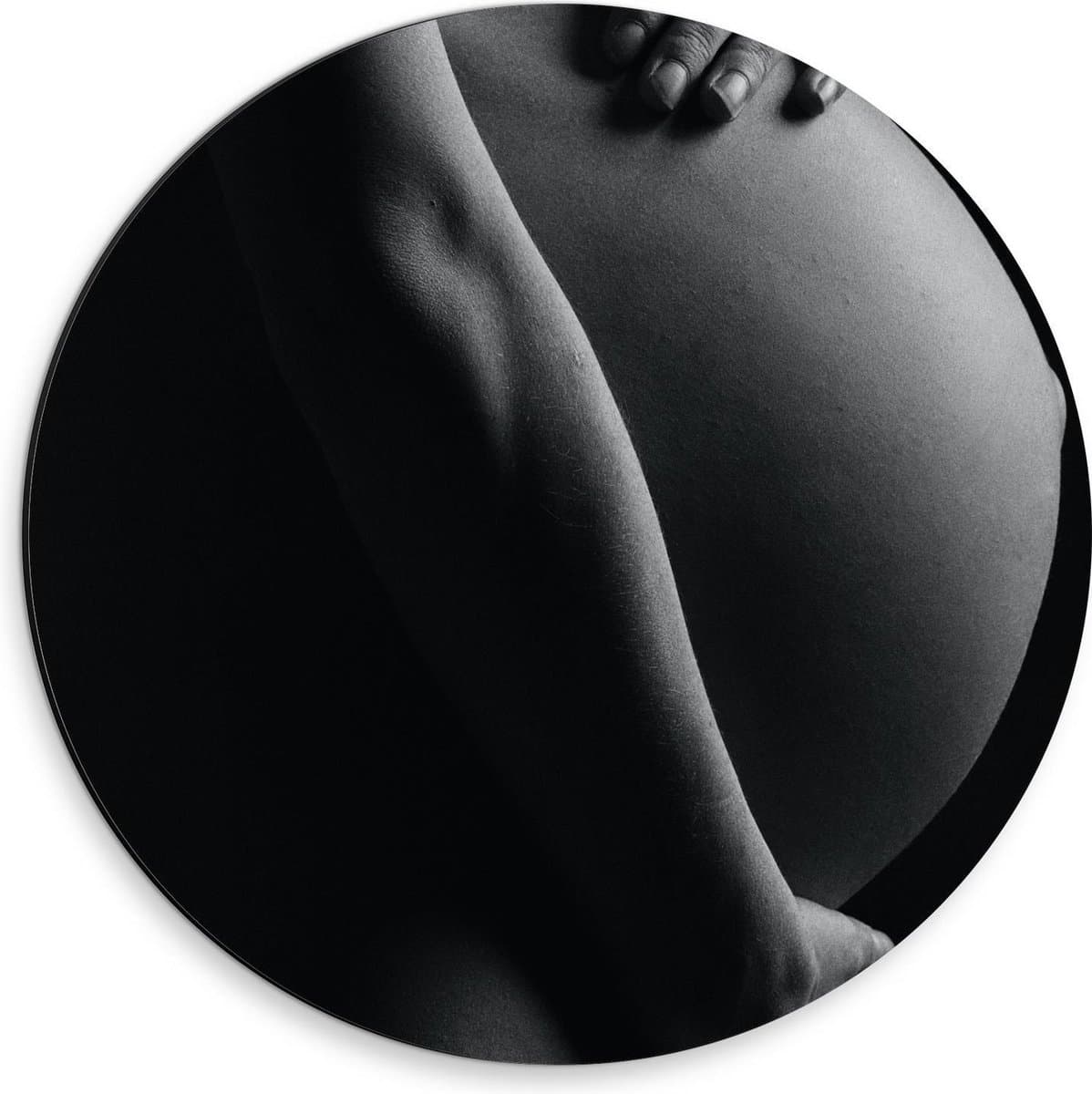 Dibond Wandcirkel - Zwangere Vrouw - 30x30cm Foto op Aluminium Wandcirkel (met ophangsysteem)