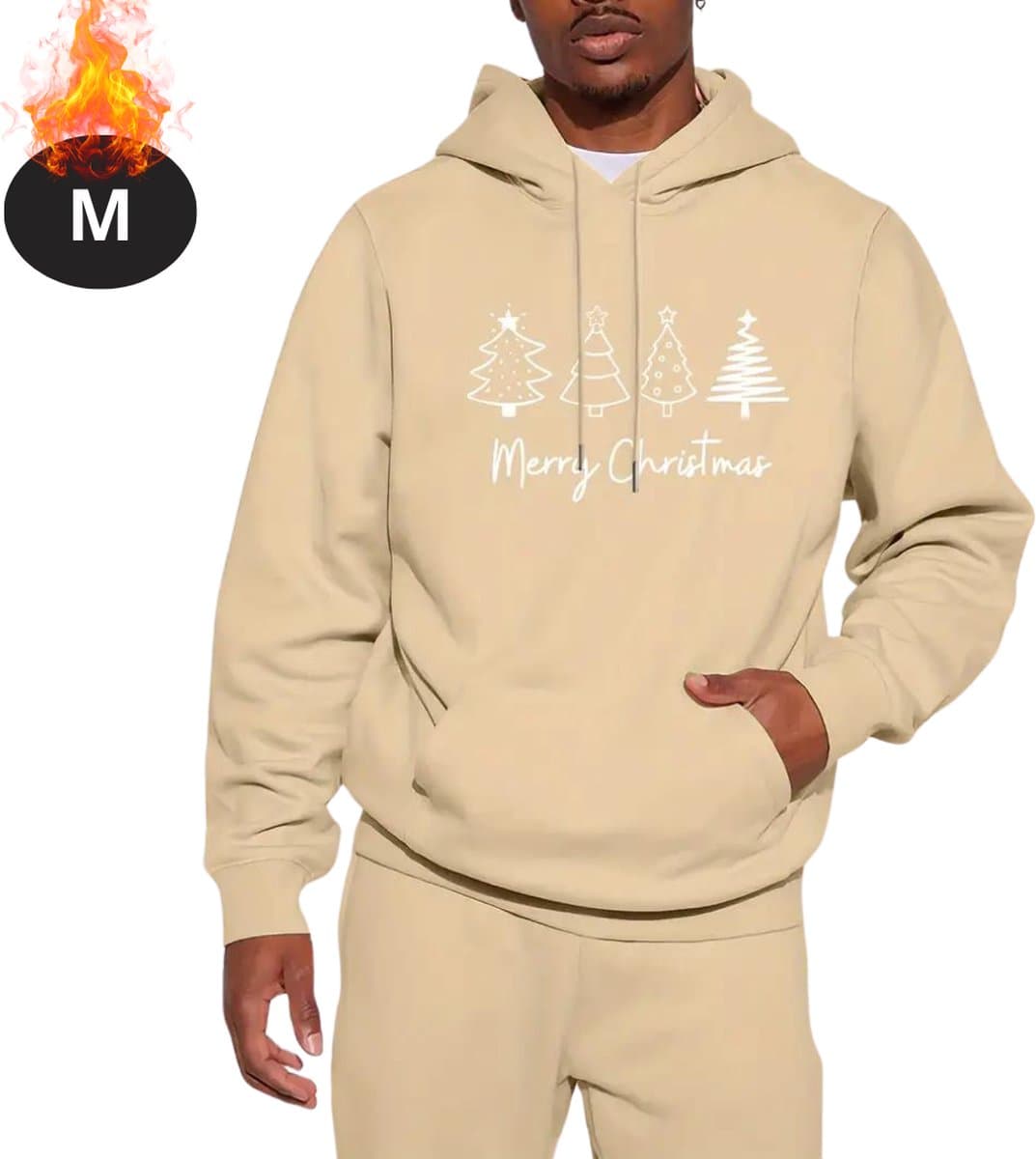 Nivard Kersttrui - Heren - Foute Kersttrui - Christmas Sweater - Kerst Sweater - Kerstboom - Christmas Jumper - Hoodie - Abrikoos - M