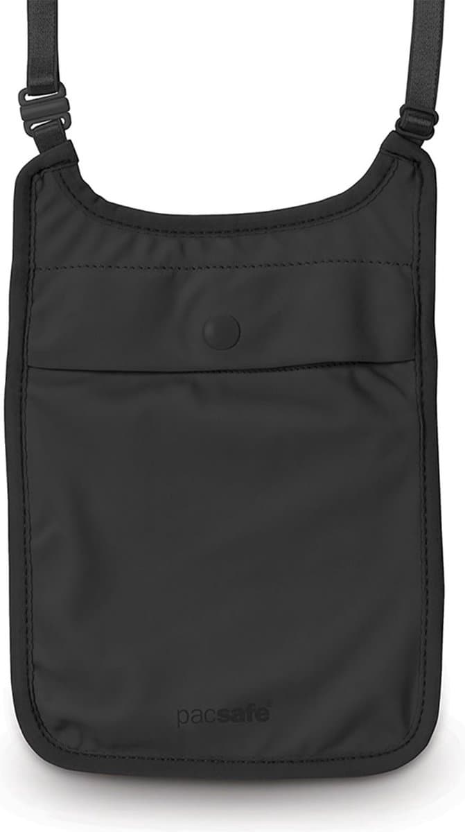 Pacsafe Geheim Nektasje-zakje - 17.5 x 11 x 0.3 cm - Waterafstotend - Wasbaar - Zwart