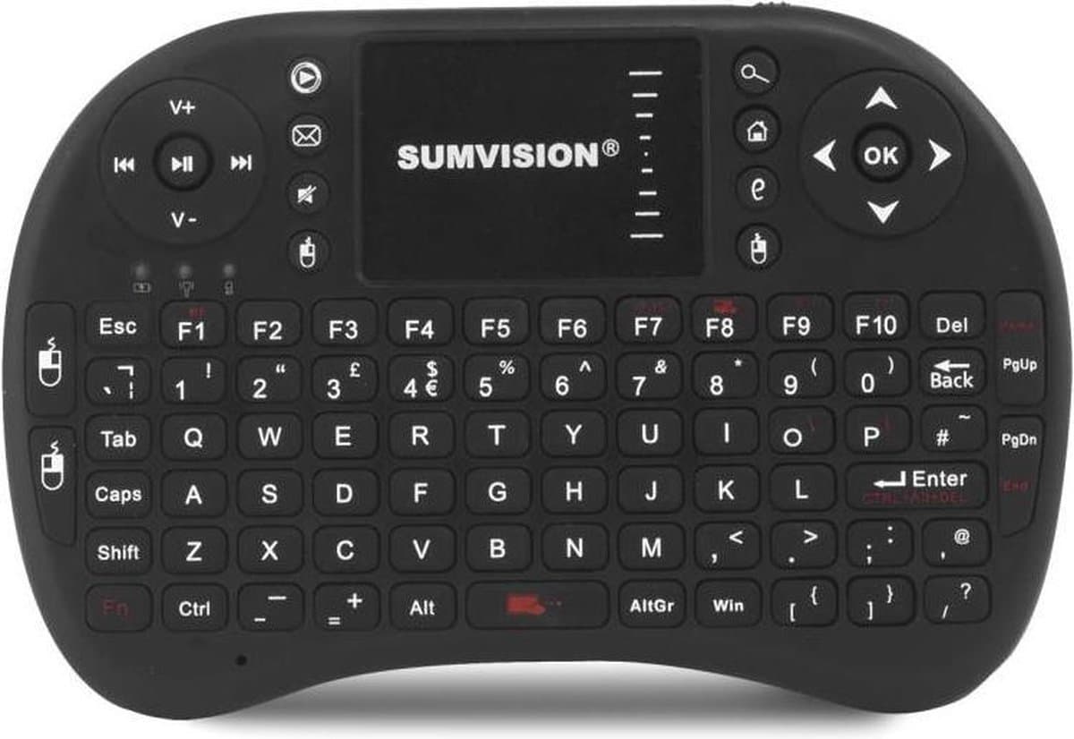 Sumvision Nico draadloos toetsenbord + muis multimedia touchpad zwart