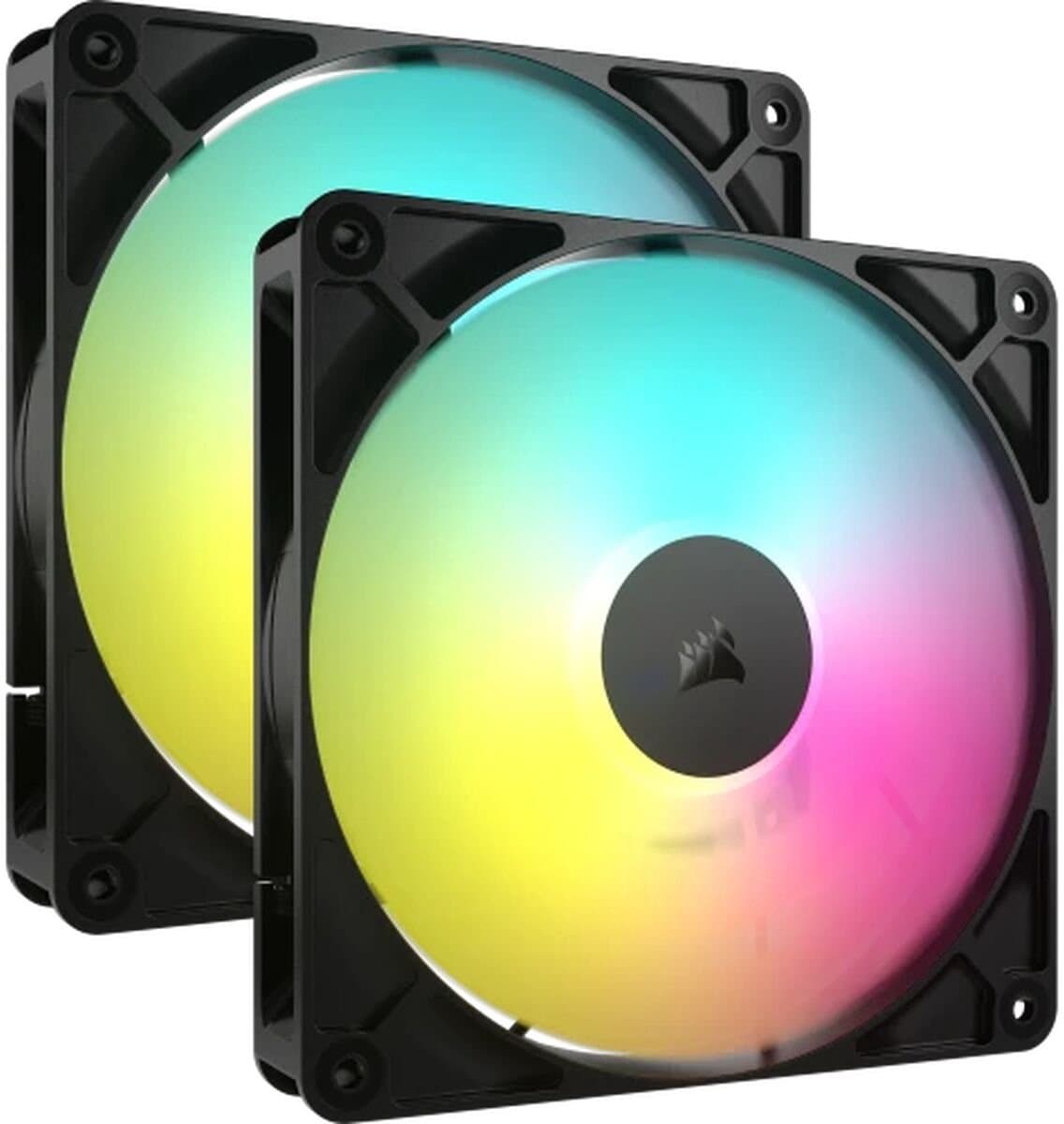 CORSAIR RS140 ARGB 140mm PWM Fans - Ventilatorhuis 2-pack - 140mm - 95.5 cfm - 330 - 1700 rpm - 10 - 36 dBA - 4-pin PWM - Zero-RPM - zwart