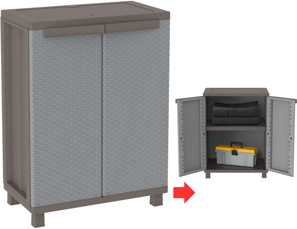 JMZR® Tuinkast - Tuinkist - Tuinkasten voor Buiten - Tuinberging - Kunststof - Grijs