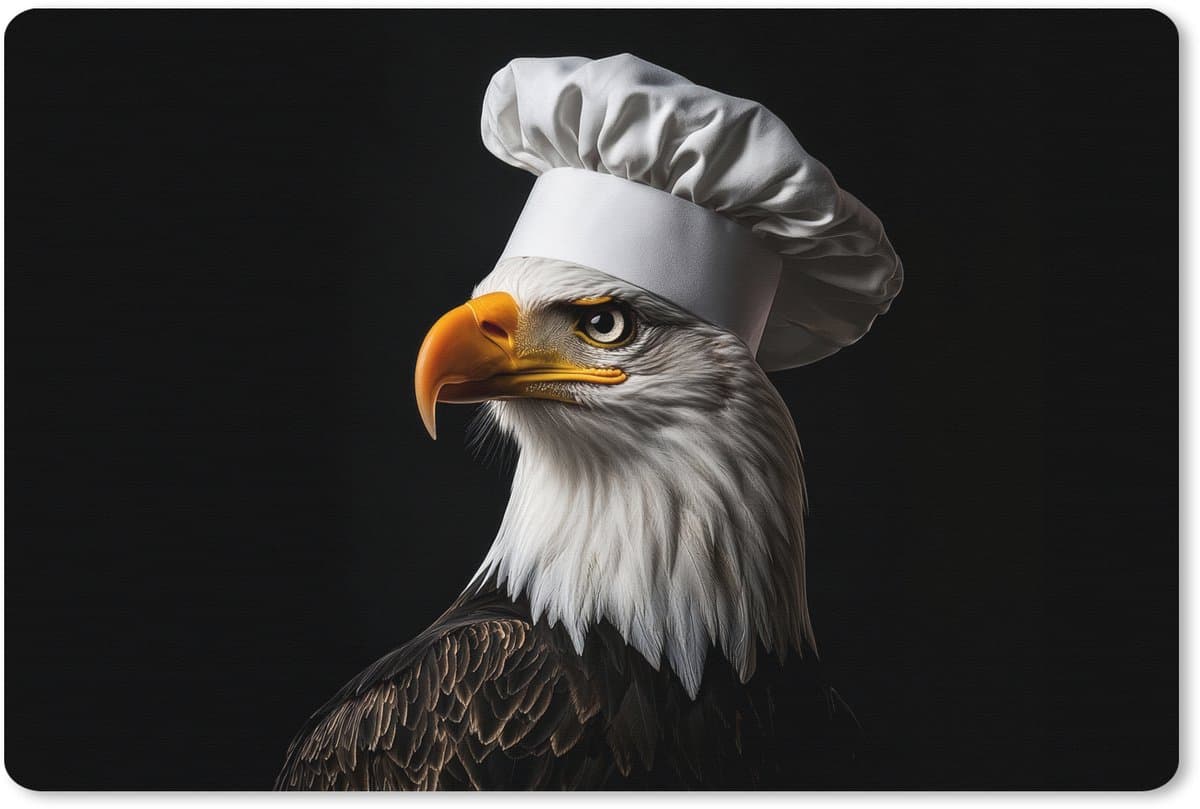 Muismat XXL 90x60 cm - Bureau onderlegger - Bureau mat Arend -Amerika - Koksmuts - Vogel - Stoer - Bureaumat - Gaming mousepad xl - Bureaulegger groot - Computer deskmat