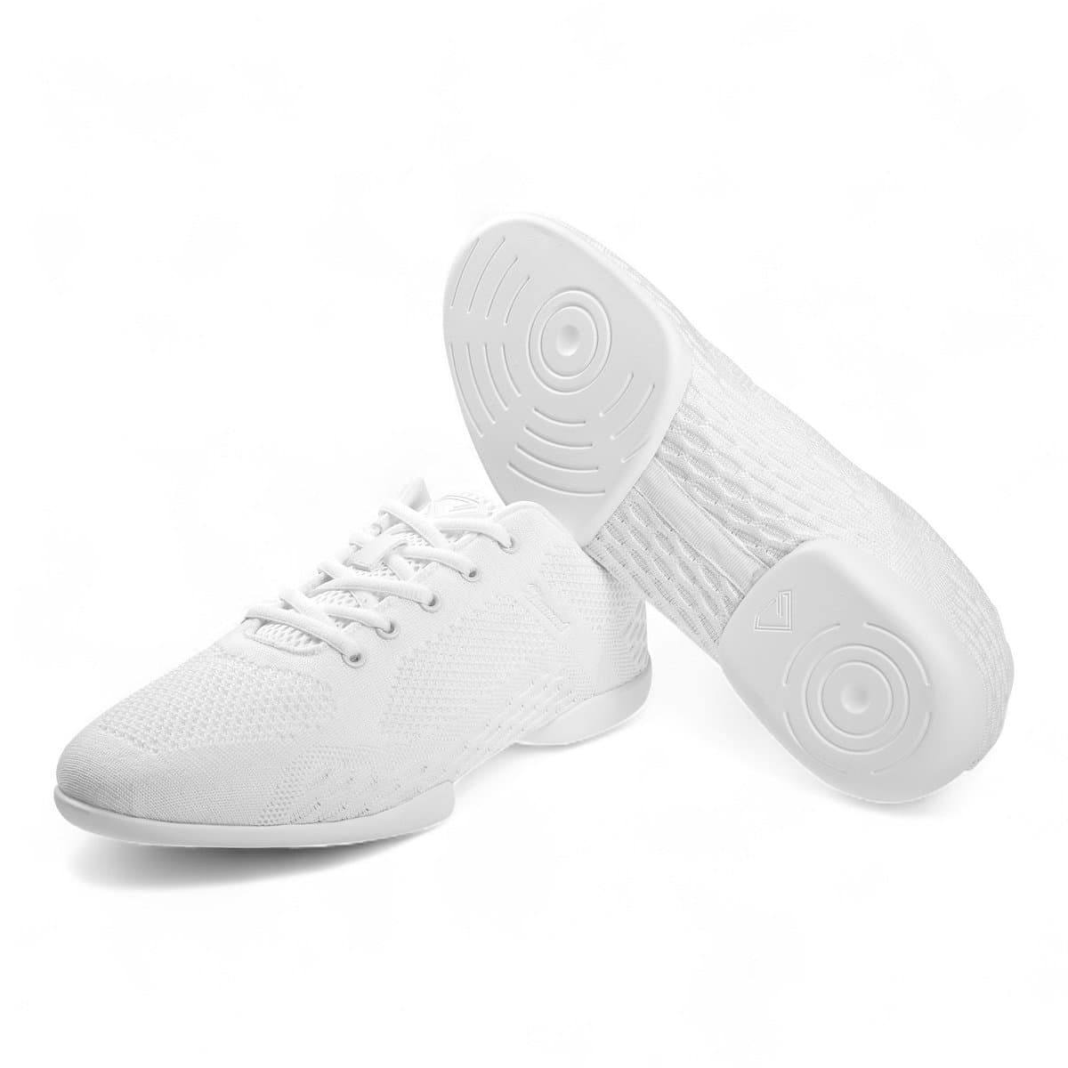 Danssneaker met SpinPoints - Splitzool - Model 213 - 503 - 393 - Lichte & flexibele unisex danssneaker - Ademend mesh - Vochtabsorberend microfiber - Latin sneakers - Soepele bewegingen - Salsa, Bachata - Diamant - Wit - 44