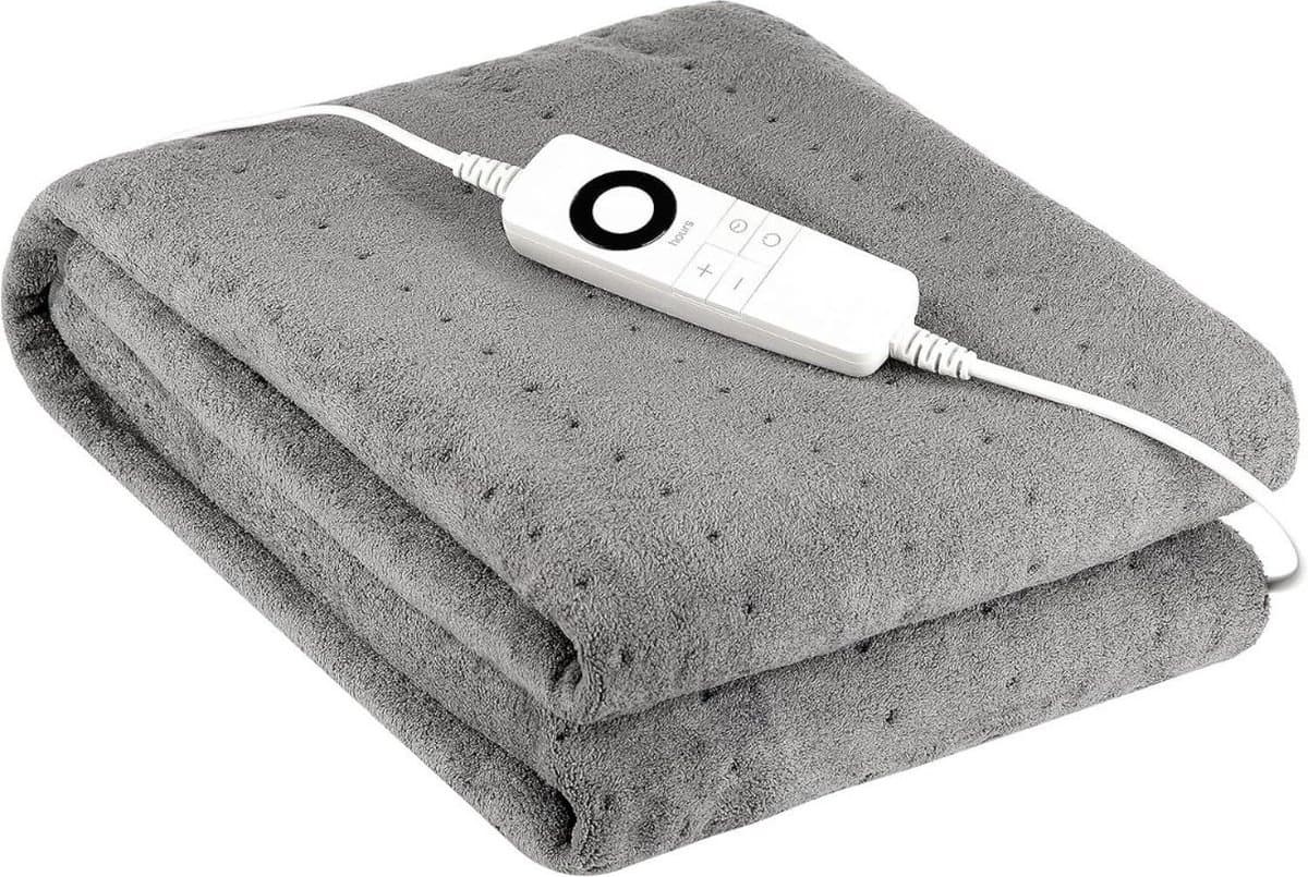 ApexArte® Elektrische Deken 1 Persoon - Warmtedeken Elektrisch - Extra Zacht - Grijs