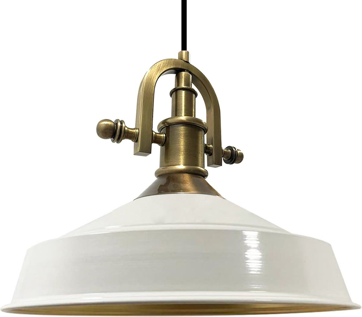 Bamyum Asletl-Marine Hanglamp Industrieel Vintage Ø40 cm, Vintage Lamppendel, Wit Metalen Hanglamp