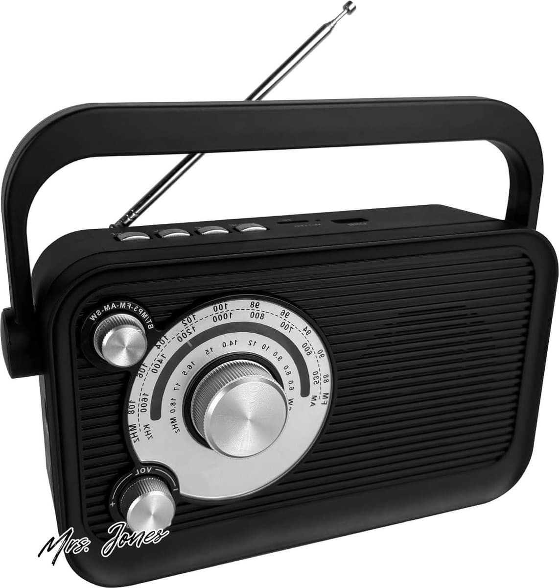 Mrs. Jones Draagbare radio bluetooth MP3-functie FM/AM/SW voeding batterijvoeding kantoor keuken camping noodsituaties. .
