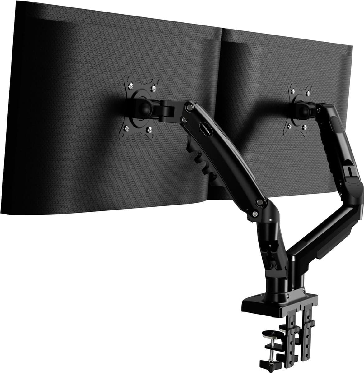 Dubbele monitorarm met bureaubevestiging voor 19-32 inch schermen - VESA 75 & 100 mm - Gereedschapsloze hoogteverstelling - Kantelen en roteren - Laadcapaciteit 2-9 kg (MX400)