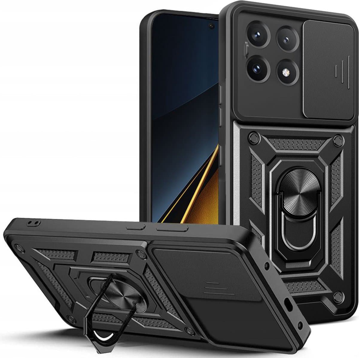 Hoesje geschikt voor Xiaomi Poco X6 Pro - Techsuit Camshield Back Cover - Zwart
