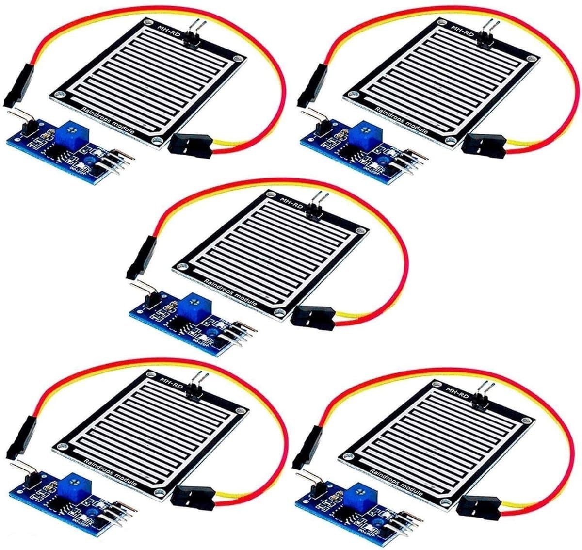 AZDelivery 5 x Rain Drop Rain Sensor Module compatibel met Arduino Inclusief E-Book!