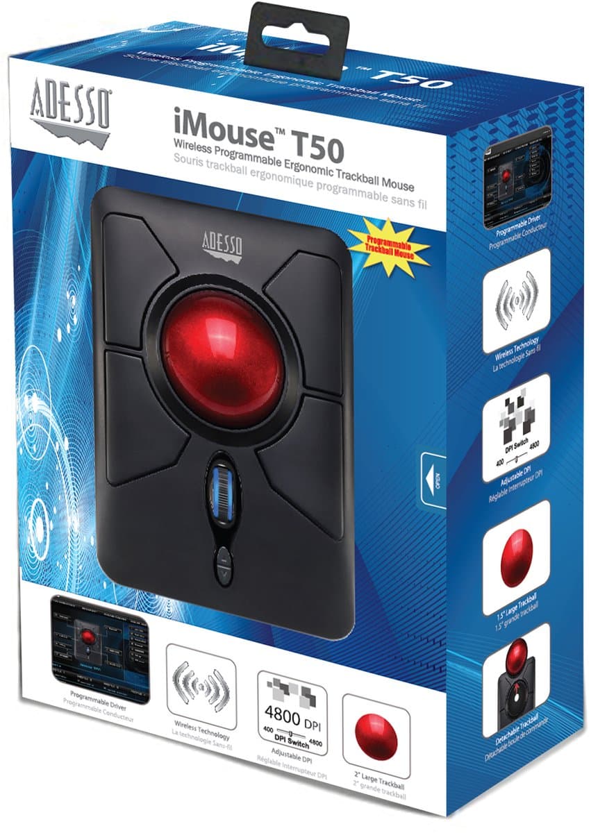 Draadloos Programmeerbare Ergonomische Trackball Muis