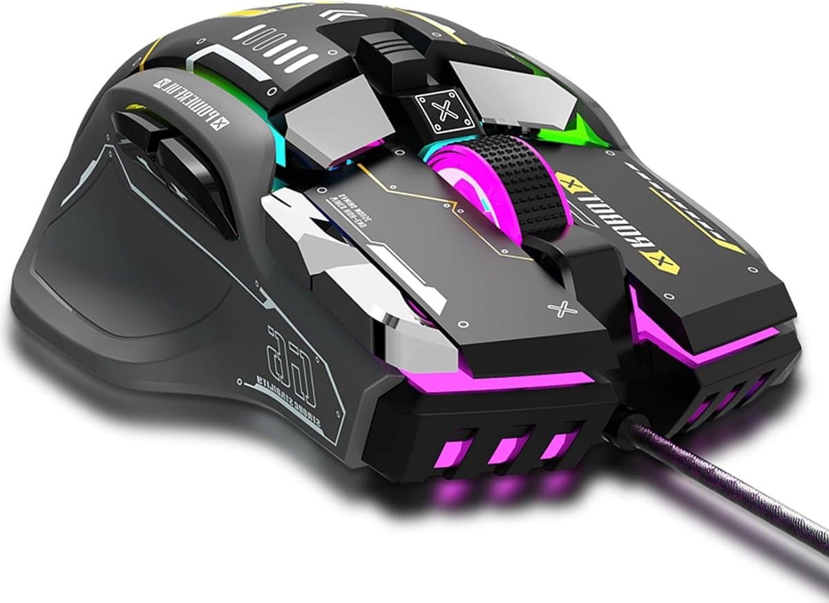 Ergonomische Gaming Muis met 12 Programmeerbare Knoppen, 6 Instelbare DPI-niveaus en 13 RGB Verlichtingsmodi