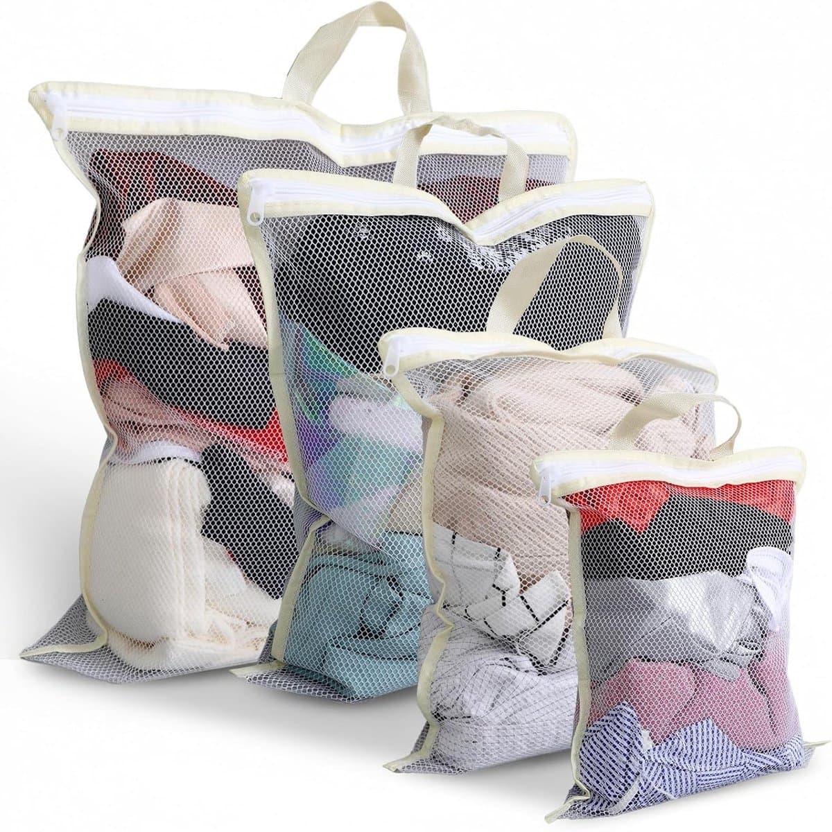 4 Stuks Mesh Waszakken voor Wasmachine - Hangende Wasmand voor Delicate Kleding - Zipper Opening voor Jassen, Truien, Lingerie en Sokken