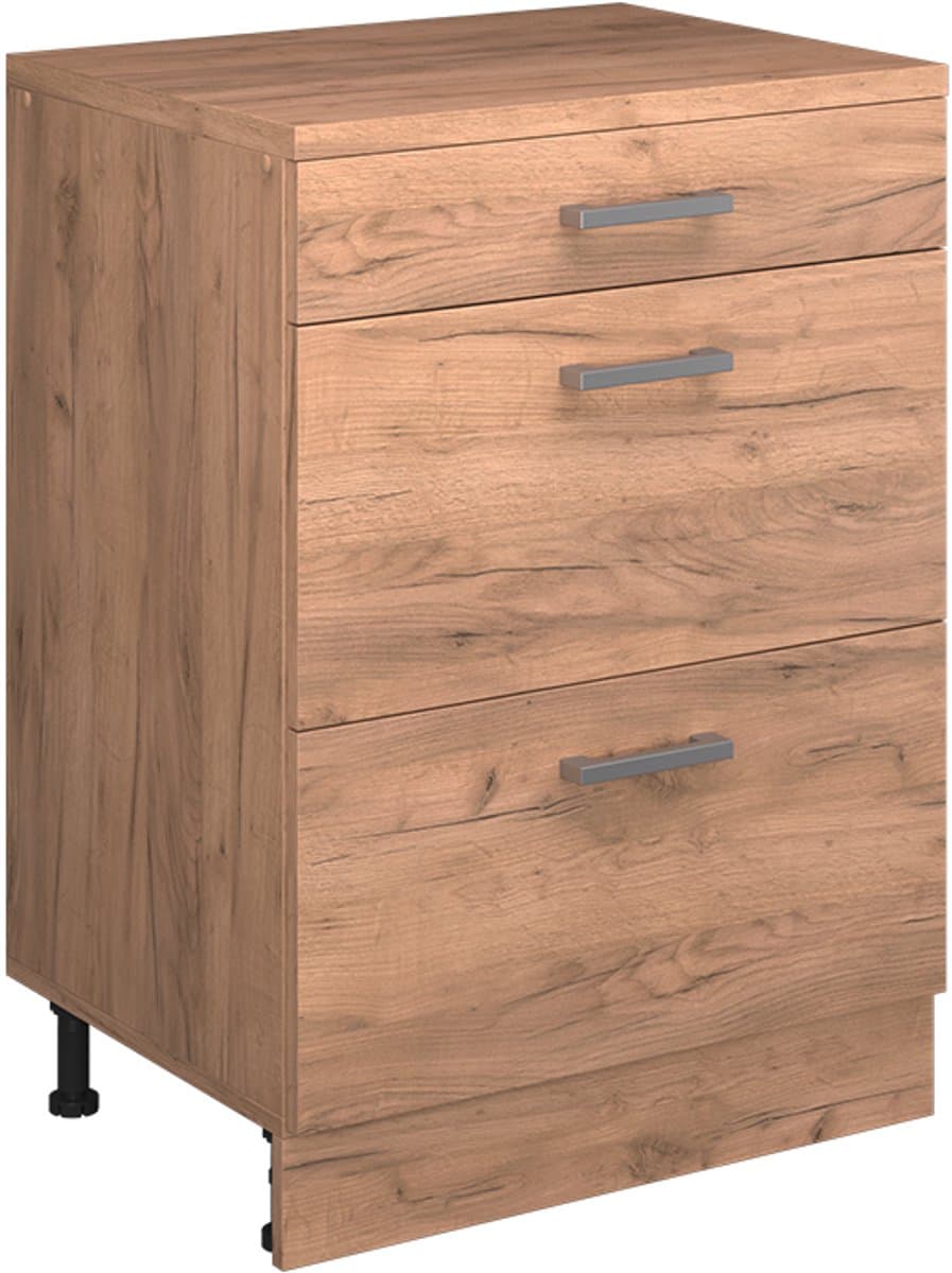 Vicco Uitbreidingscommode Rion, Goudkleurig Eiken/Goudkleurig Eiken, 60 x 46 cm zonder schuine kant met 3 lades