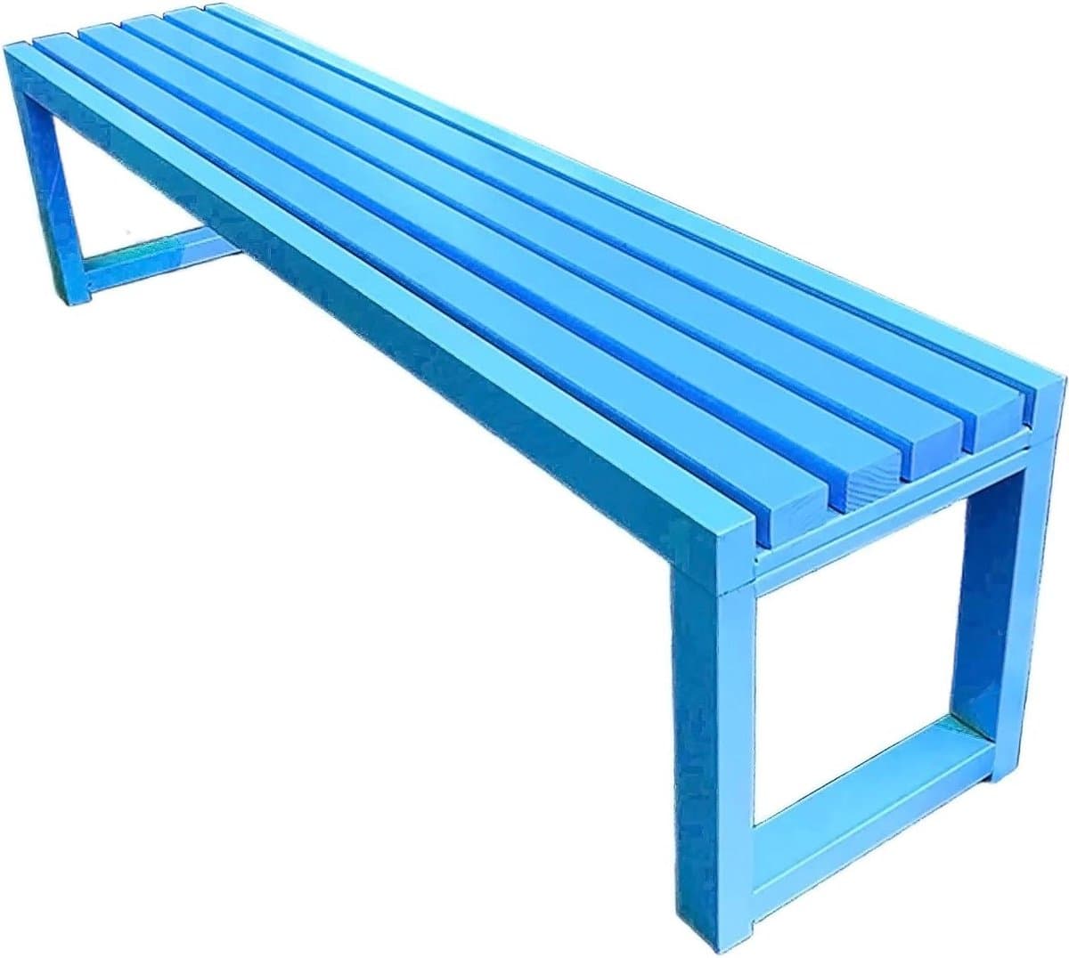 Wooden Bench Outdoor White For 2-3 People Stable And Spacious Garden Bench Also As Entrance Bench With Space With Metal Frame For The Terrace, Balcony And Home, Nature (Color : Blue, Size : 1.5m)