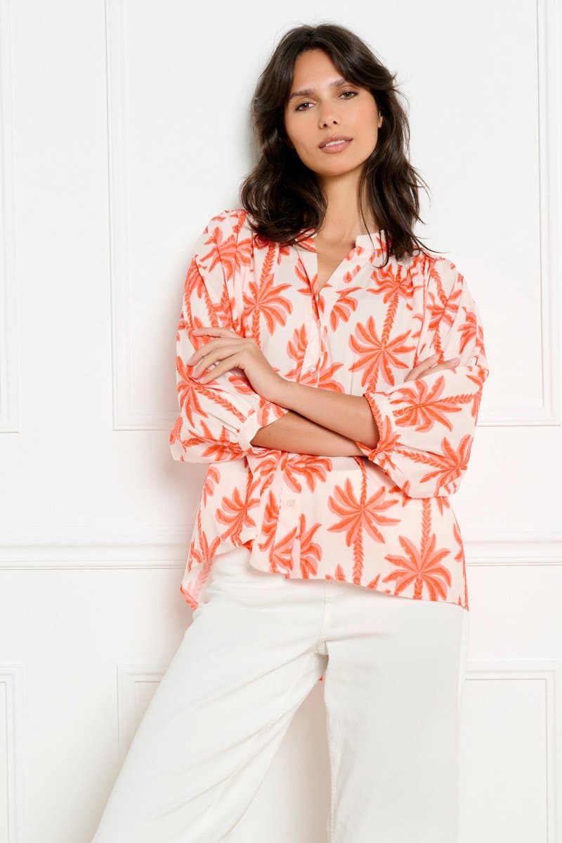 LolaLiza Blouse C Mare 3 05703135 1013 White/coral Dames Maat - M