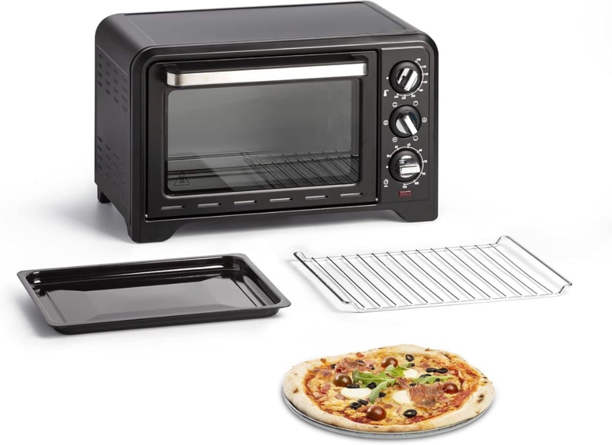RVV® Heteluchtoven - Oven - Airfryer Oven - Zilveren Rand - - Zwart- 32cm x 47cm x 30cm