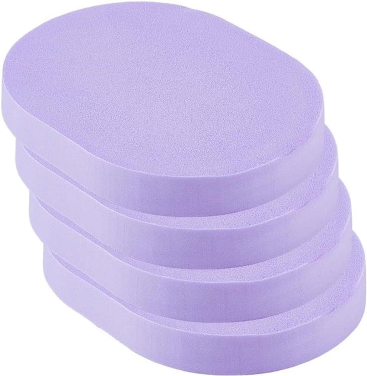 herbruikbare make-up-remover spons - gezichtsreiniger - ovaal - gezichtswassponzen - paarse make-upsponzen - tabletten - zachte peeling - dagelijkse foundation - verwijdering - 4 stuks - geschikt voor - gezichtsverzorging - paars.