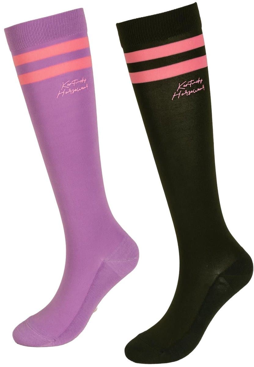Kentucky Horsewear - Sokken stripes set of 2 purple/donker groen 35/40