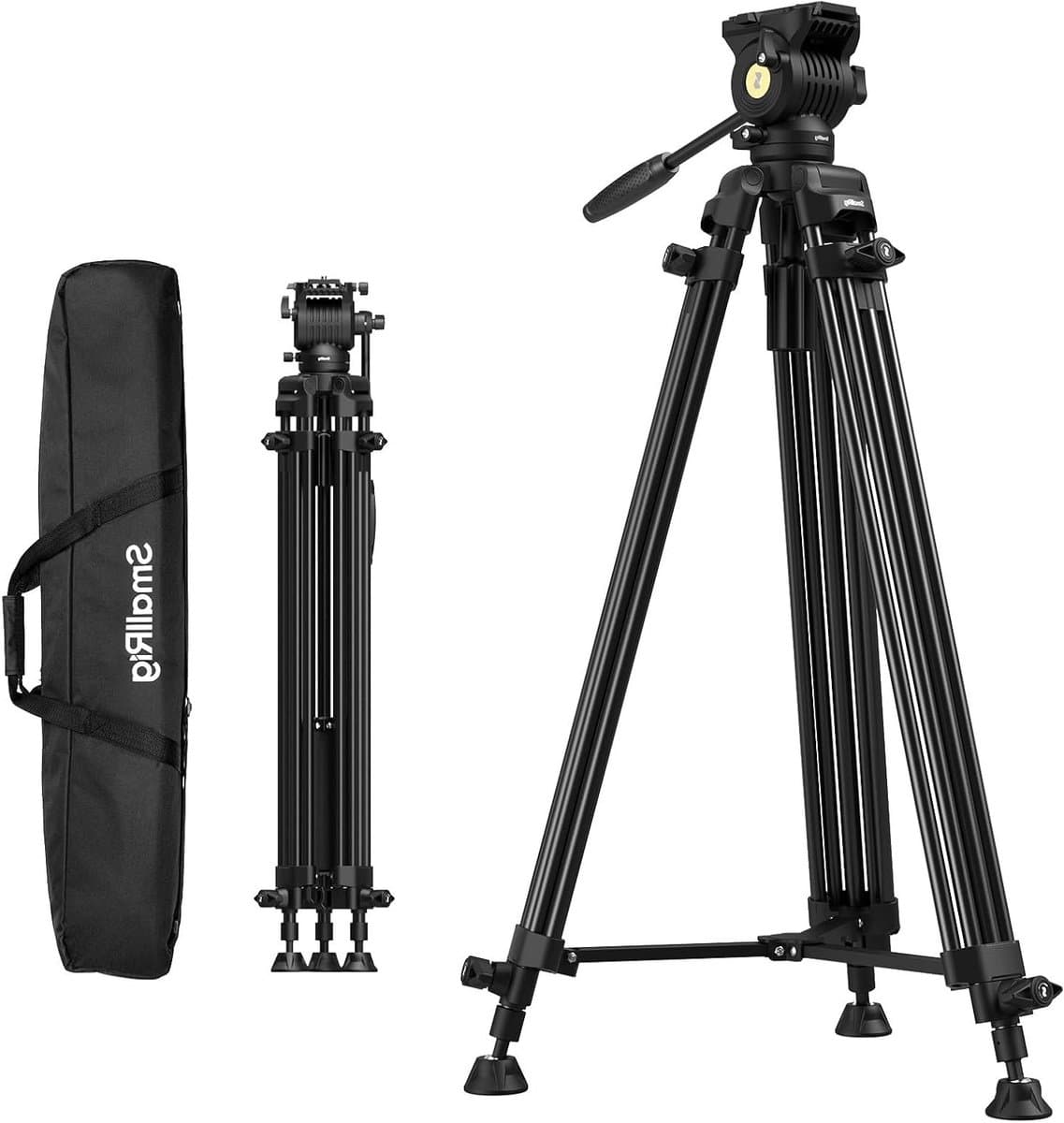 Zware Aluminium Video Tripod van 73''/186cm, Max. Draagcapaciteit 8kg, Compact Reisstatief met Vouwhoogte van 88cm en Lichtgewicht van 3.1kg