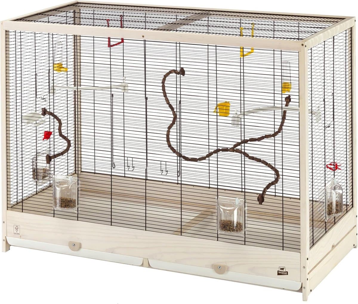Vogelkooi Metaal - Volière Huisdier - Vogels Huisvesten - Duurzaam FSC Hout - 113.5 x 53 x 82 cm - Beige