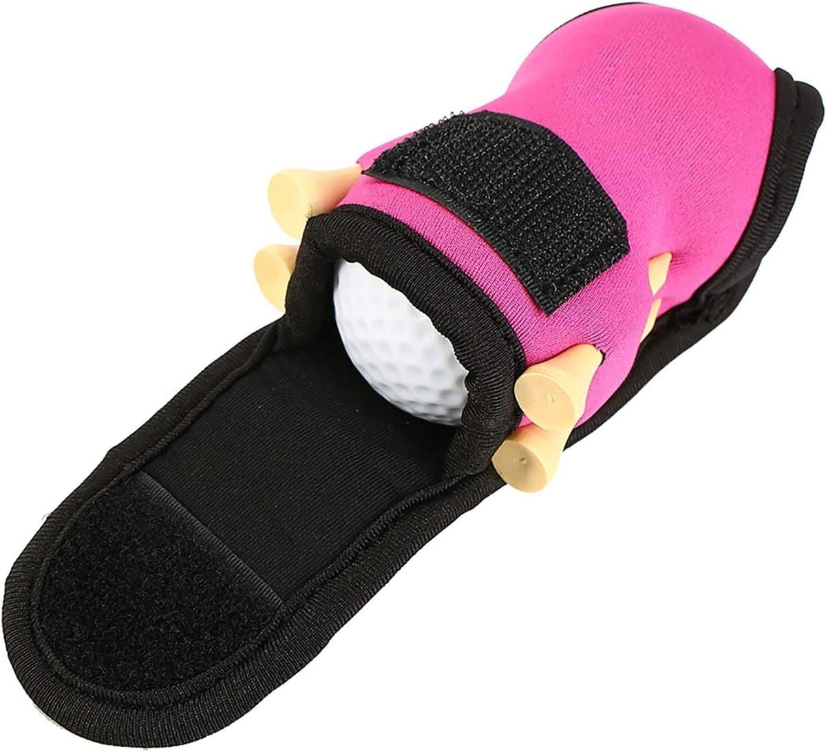 Bal Tee Houder - Sport Pouch - Golf Accessoires - Met Clips Tees - Voor 2 Ballen - Roze