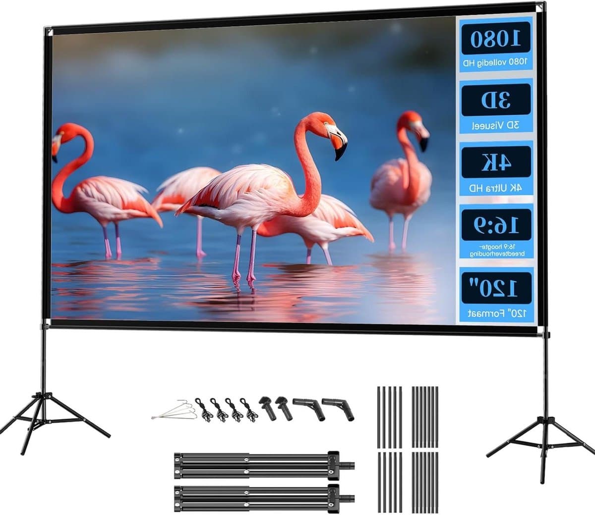 Projectiescherm met Statief - Draagbaar Scherm - Thuisbioscoop Creëren - Kreukvrij Polyester - 120 inch 16:9 - Wit