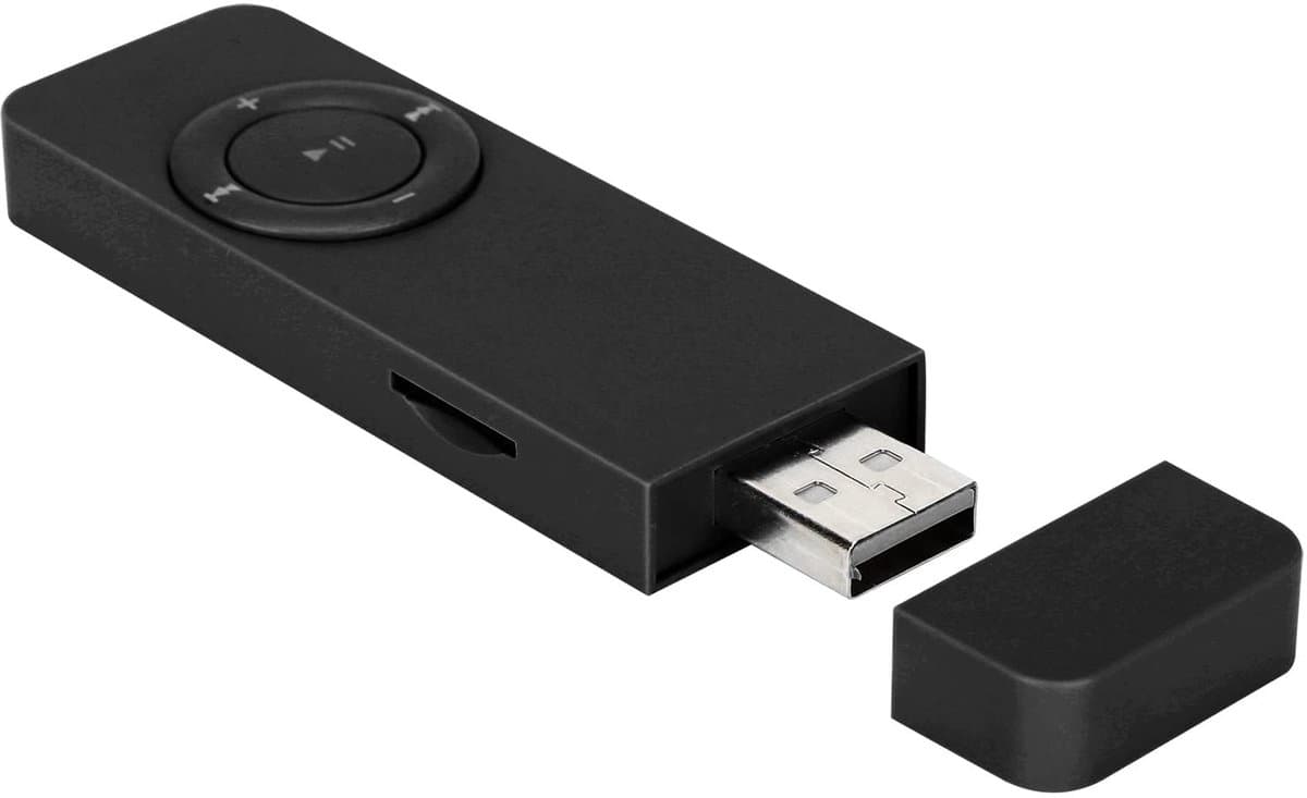 Dailygoody - Muziekspeler - MP3-USB-stick - Draagbaar - Zwart - Koptelefoon - Uitbreidbaar tot 32 GB - Geschikt voor muziekliefhebbers - Compact formaat