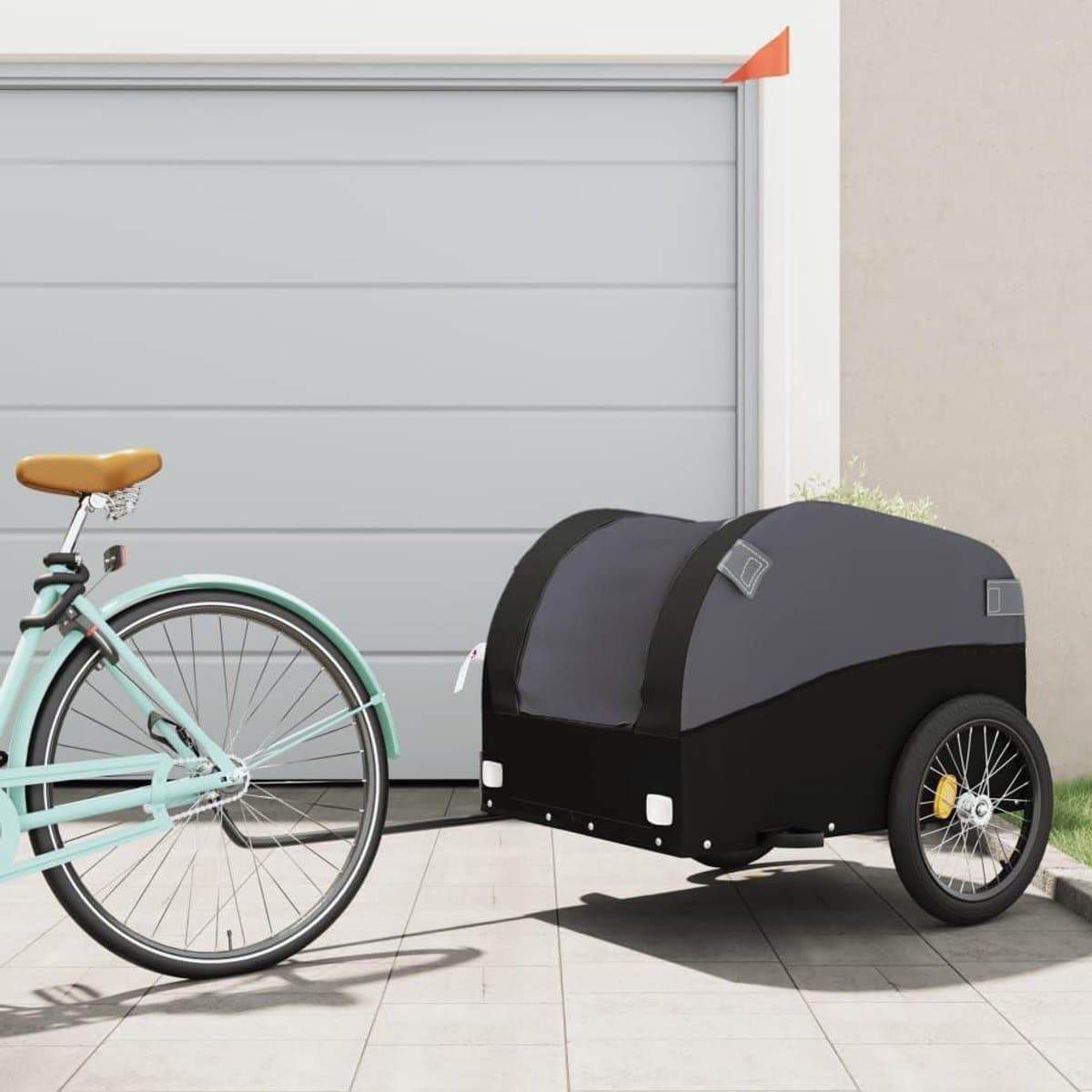 Fietsaanhanger Vrachtkar - Handwagen Transportkar - Goederen Vervoeren - Robuust Ijzeren Frame - 45 kg Draagvermogen - Zwart