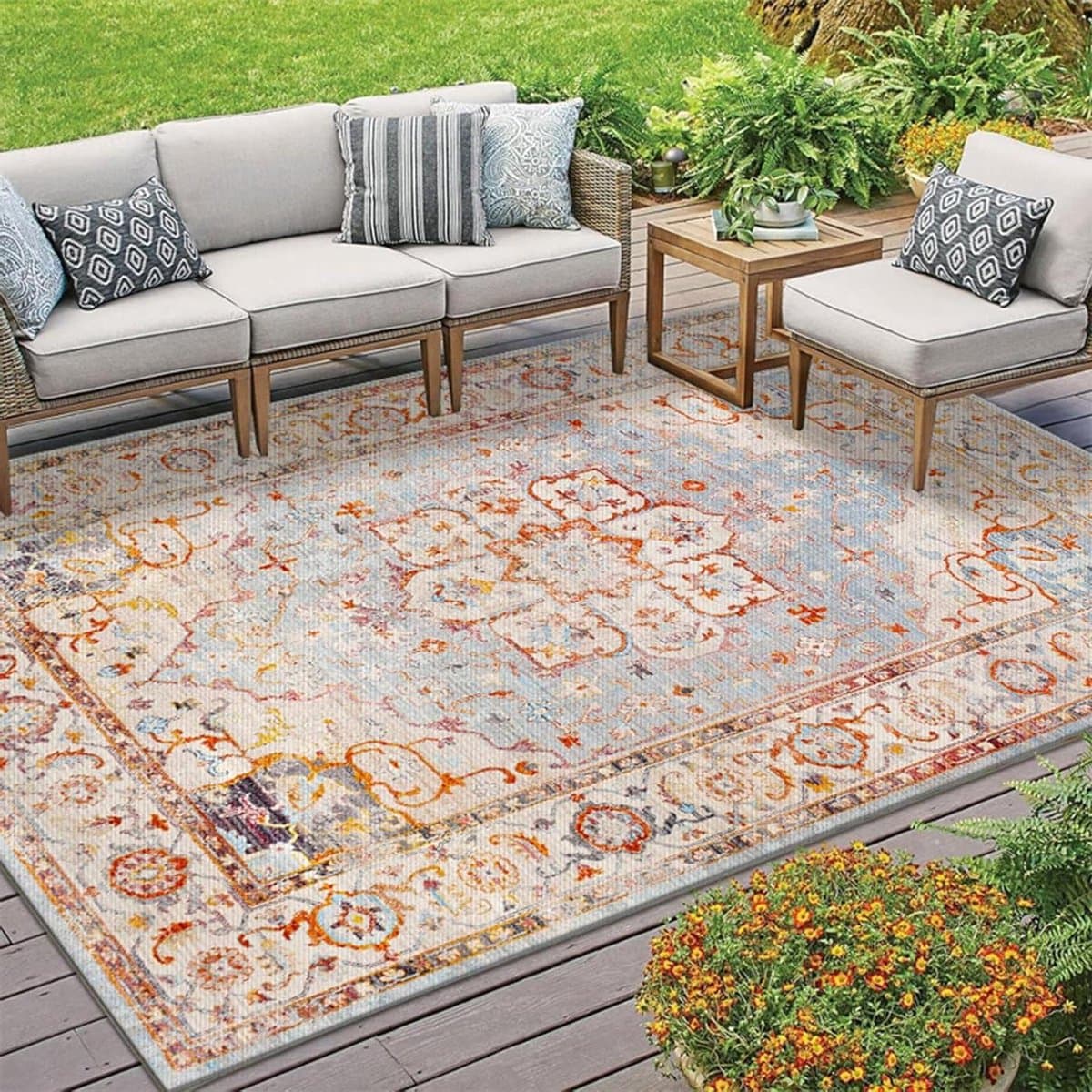 Waterdicht Buitentapijt - Tuinkleed Terrastapijt - Buiten Leven - Antislip Onderkant - 60 x 90 cm - Etnisch Patroon
