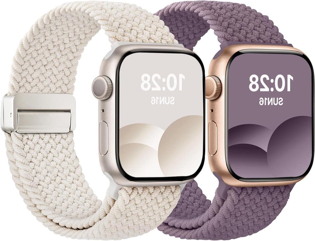 Verstelbare Nylon Elastische Horlogeband voor Apple Watch 38mm 40mm 41mm 44mm 46mm en 49mm, Geschikt voor Mannen en Vrouwen met Magnetische Sluiting en Comfortabele Pasvorm