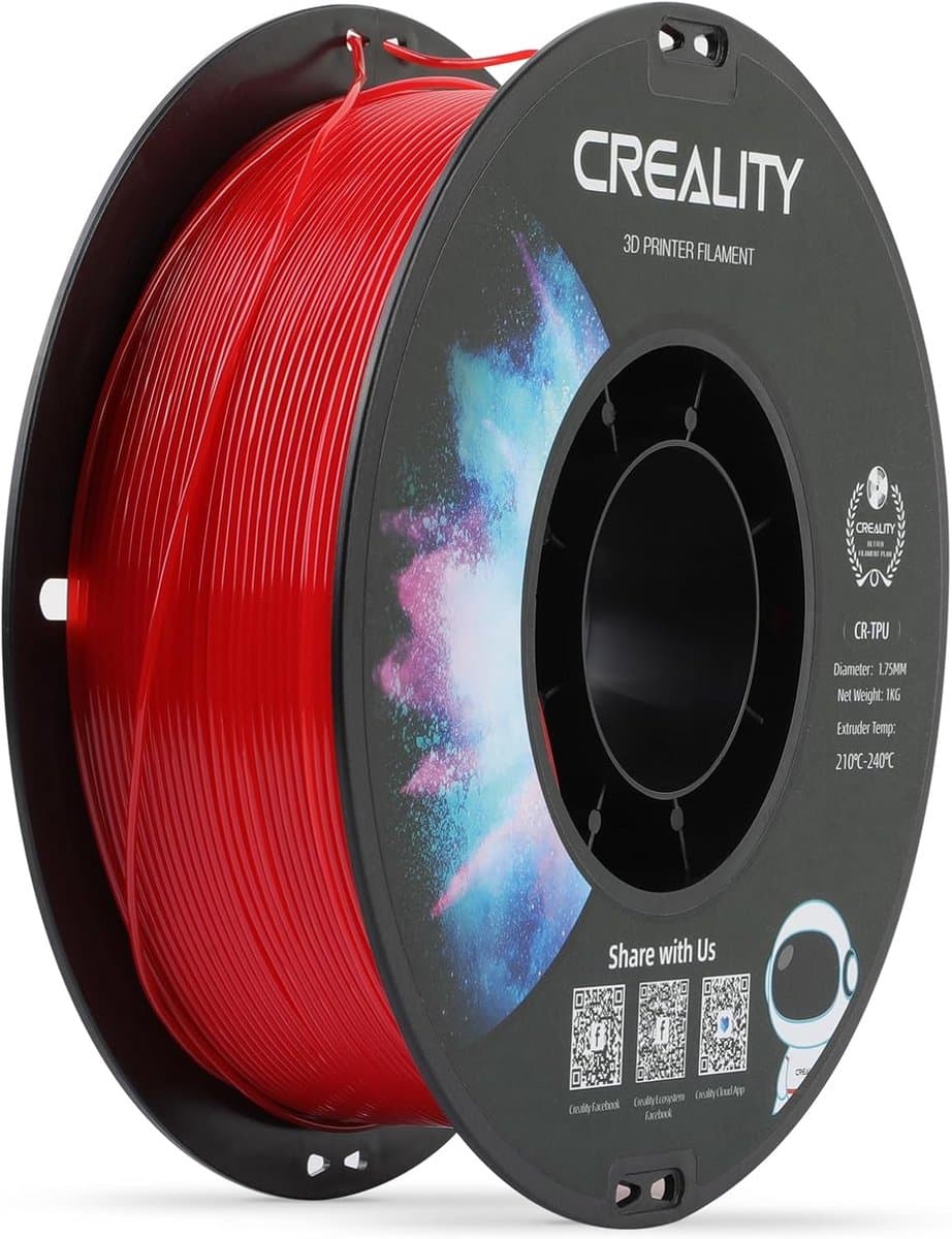 Flexibel 3D Printer Filament 1.75mm TPU - Hoge Elasticiteit en Zachte Hechting - 1kg Rood