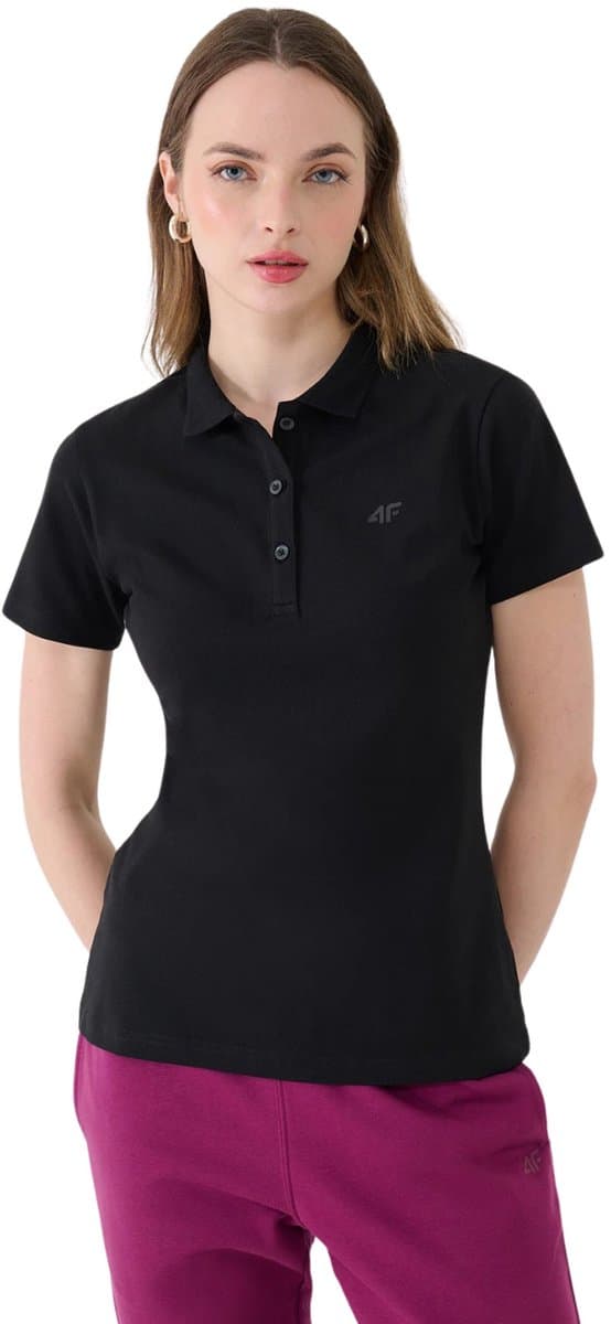 4F T-shirt Dames Poloshirt Zwart - Maat 2XL