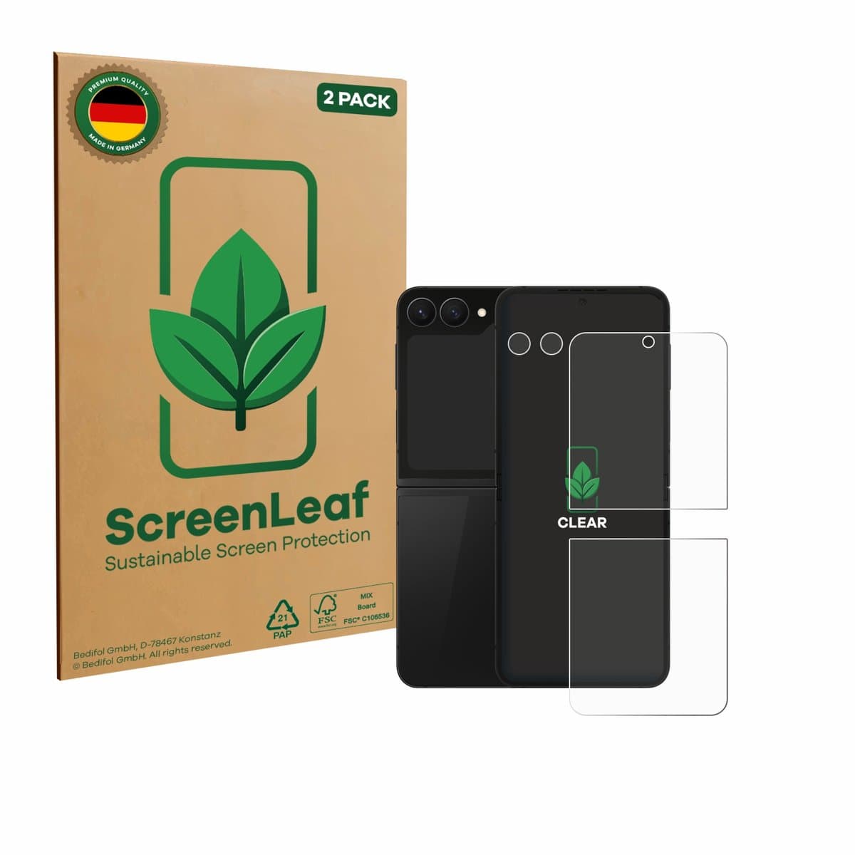 ScreenLeaf - Screenprotector voor Samsung Galaxy Z Flip 7 FE (Voor+Camera) - Duurzame schermbescherming Folie Beschermfolie transparant 2 Stuks