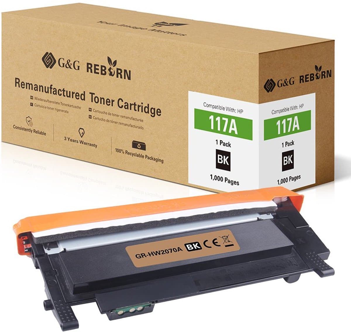 G&G Toner vervangt HP 117A Compatibel Zwart 1000 bladzijden Reborn remanufactured 21277