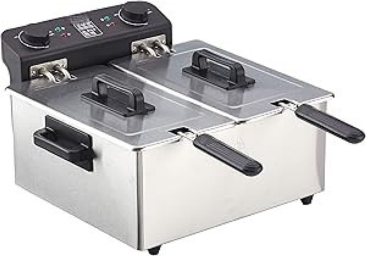 Nexvo® Frituurpan dubbel - Frituurpan - Zilver - 40cm x 40cm x 23cm