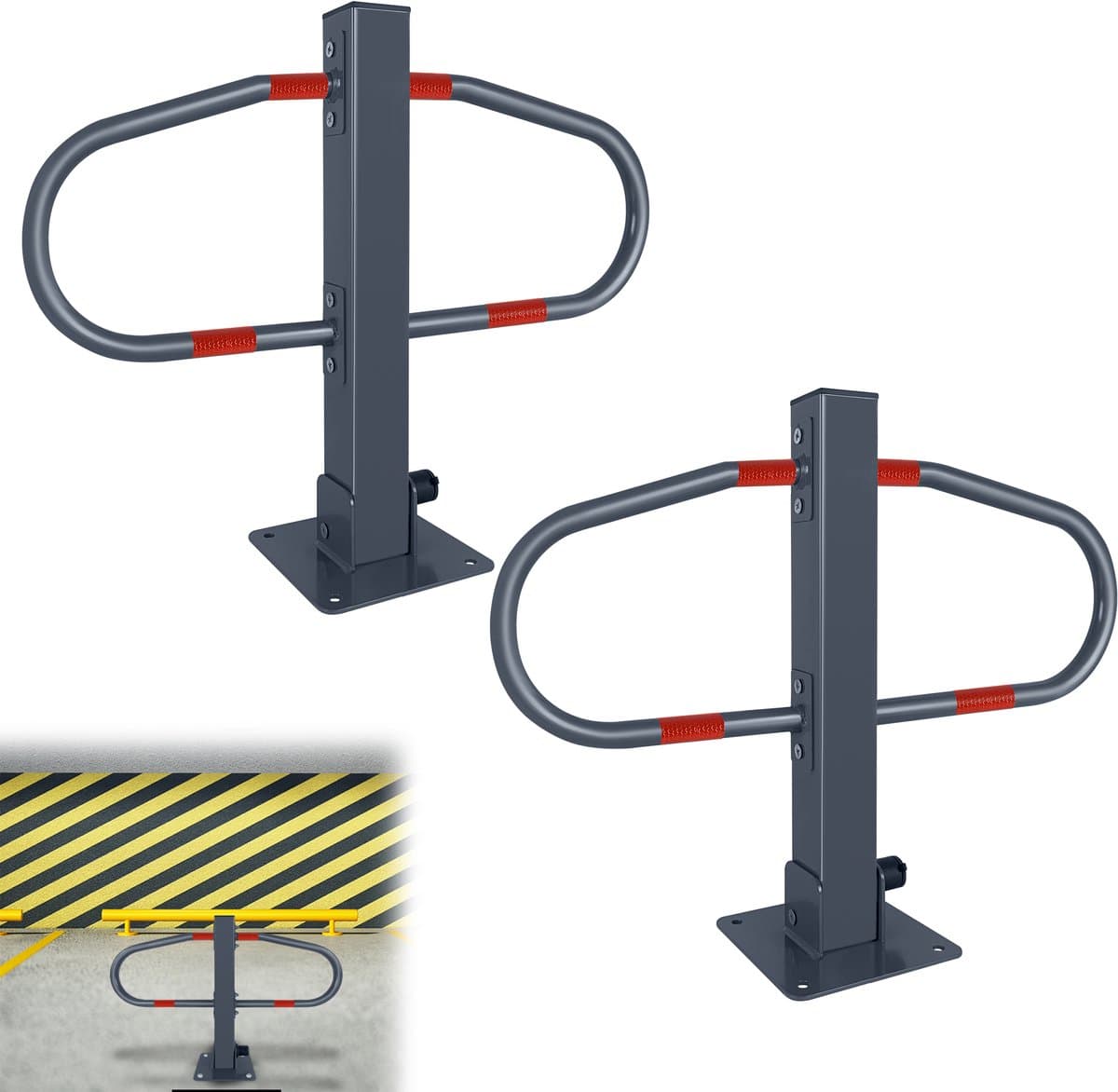 Froadp Parkeerbeugel Opvouwbaar Parkeerbeugels 51 x 73 x 18 cm met paal Afsluitpaal Parkeerbeugel Parkeerbeugel Afsluitbeugel Paal met 4 sleutels Parkeerplaats voor auto's (2 stuks)