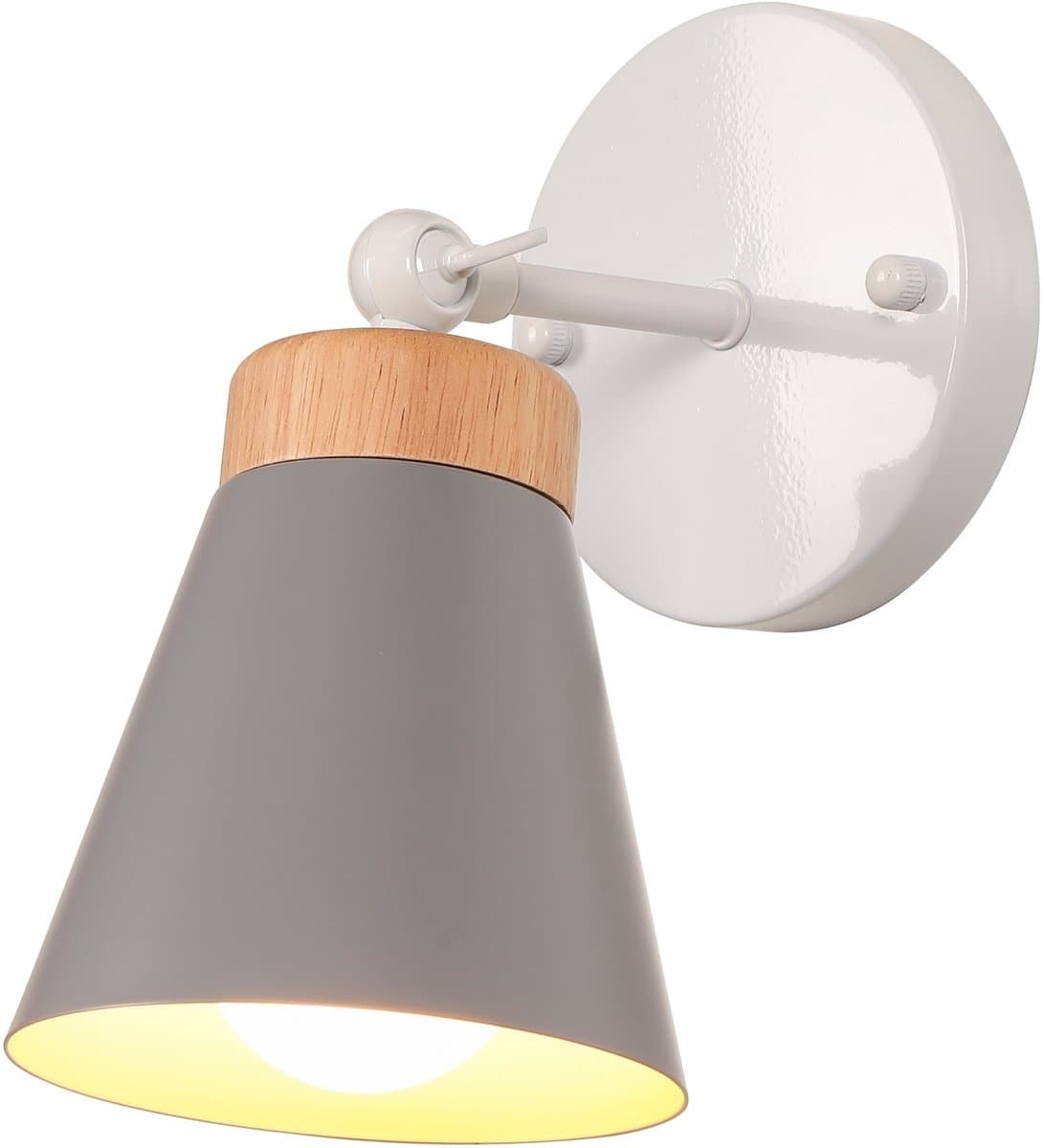Wandlampen Binnen Modern E27 Lampenkap Verstelbaar voor Slaapkamer Grijs