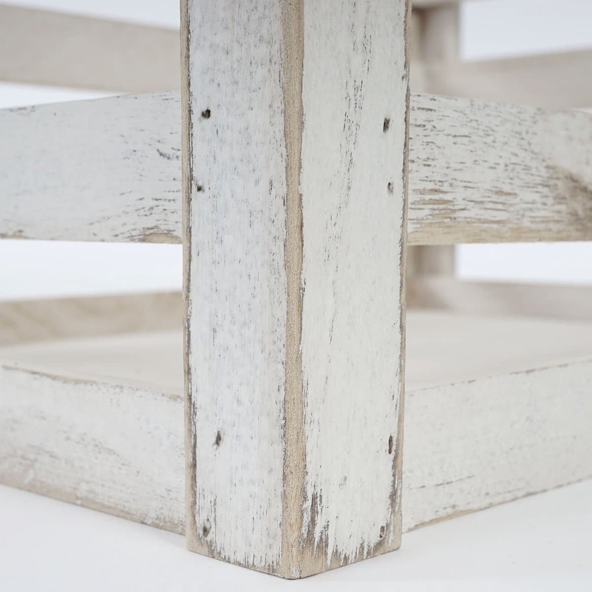 Set van 3 houten kratten MCW-C56, wijnkrat decoratieve krat opbergkrat fruitkrat, shabby look vintage ~ wit, shabby