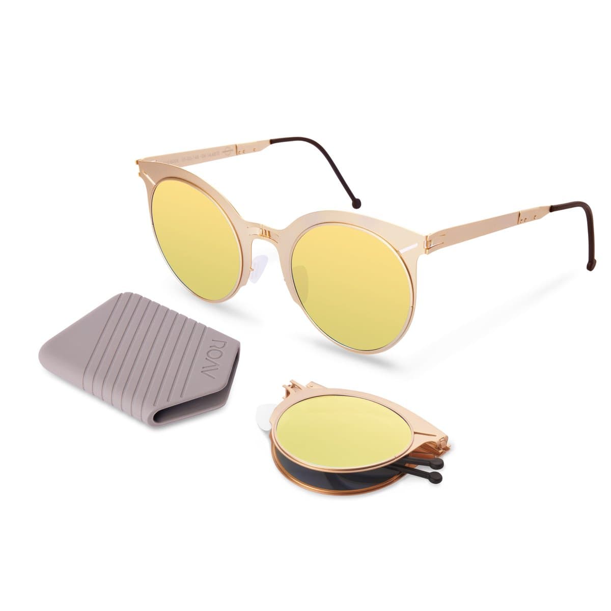 ROAV ZUMA - Opvouwbare zonnebril – Polariserend UV400 - Brush Gold - Copper Mirror glazen