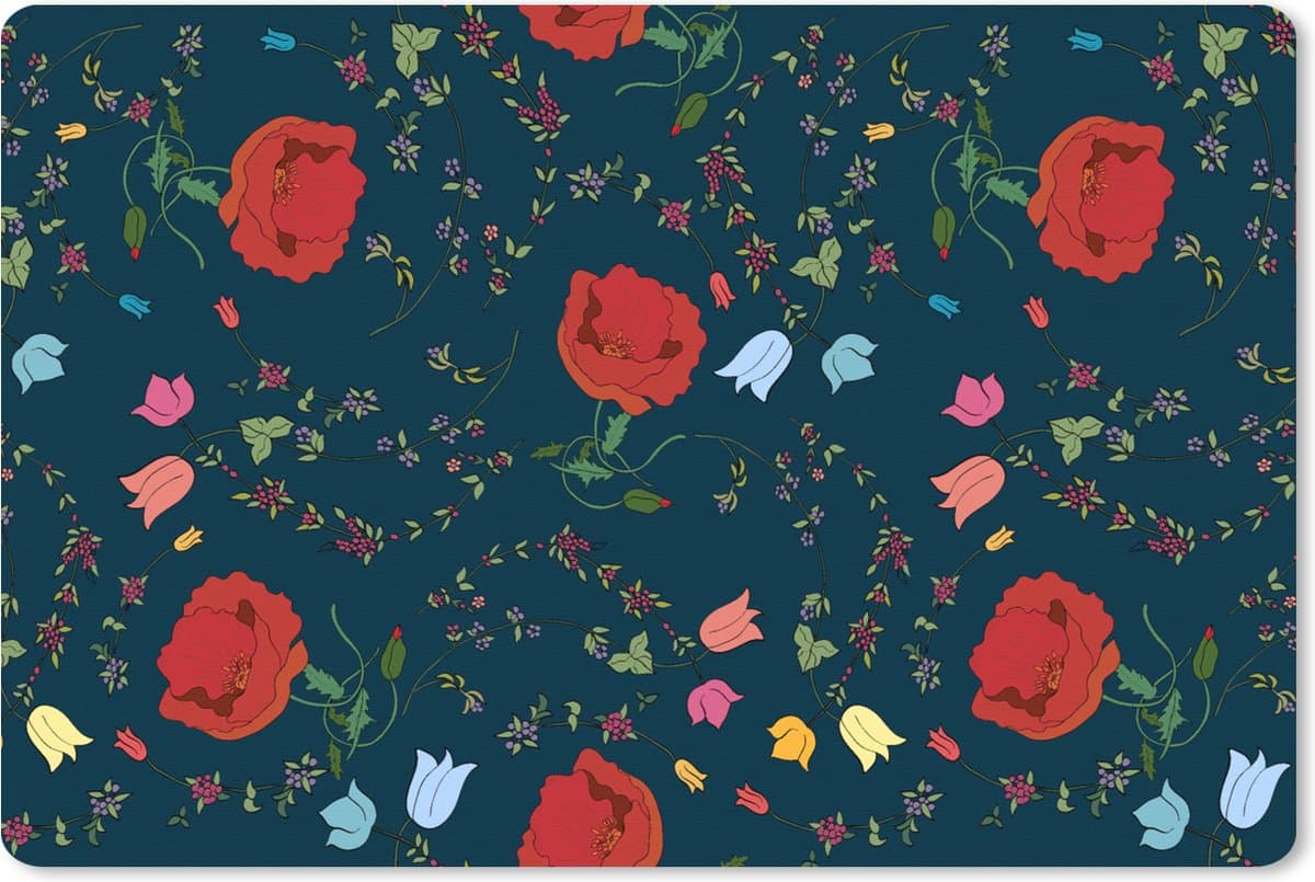 Muismat XXL 90x60 cm - Bureau onderlegger - Bureau mat Regenboog - Bloemen - Design - Bureaumat - Gaming mousepad xl - Bureaulegger groot - Computer deskmat