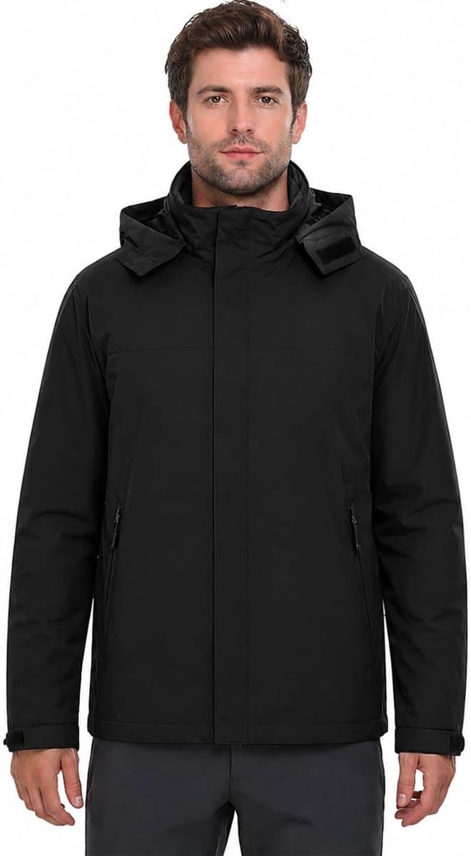 Waterdichte Jas Heren Lichtgewicht Trenchcoat Heren Waterdichte en Ademende Outdoorjas Met Afneembare Capuchon Geschikt Voor Wandelen en Kamperen