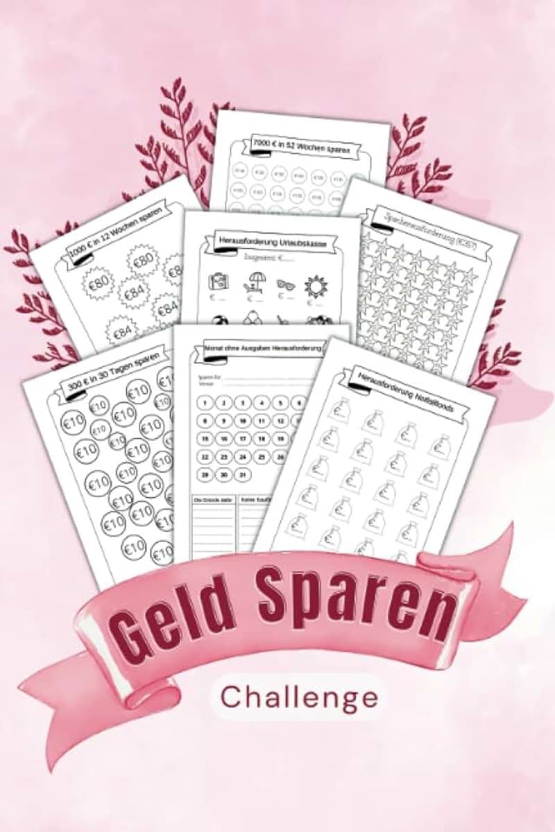 Sparen Challenge: Monatliche & wöchentliche Herausforderungen zum Geldsparen. planer Challenge Deutsch, um Ihnen zu helfen, finanzielle... erreichen 100€, 500€, 1000€, 10000€ und mehr