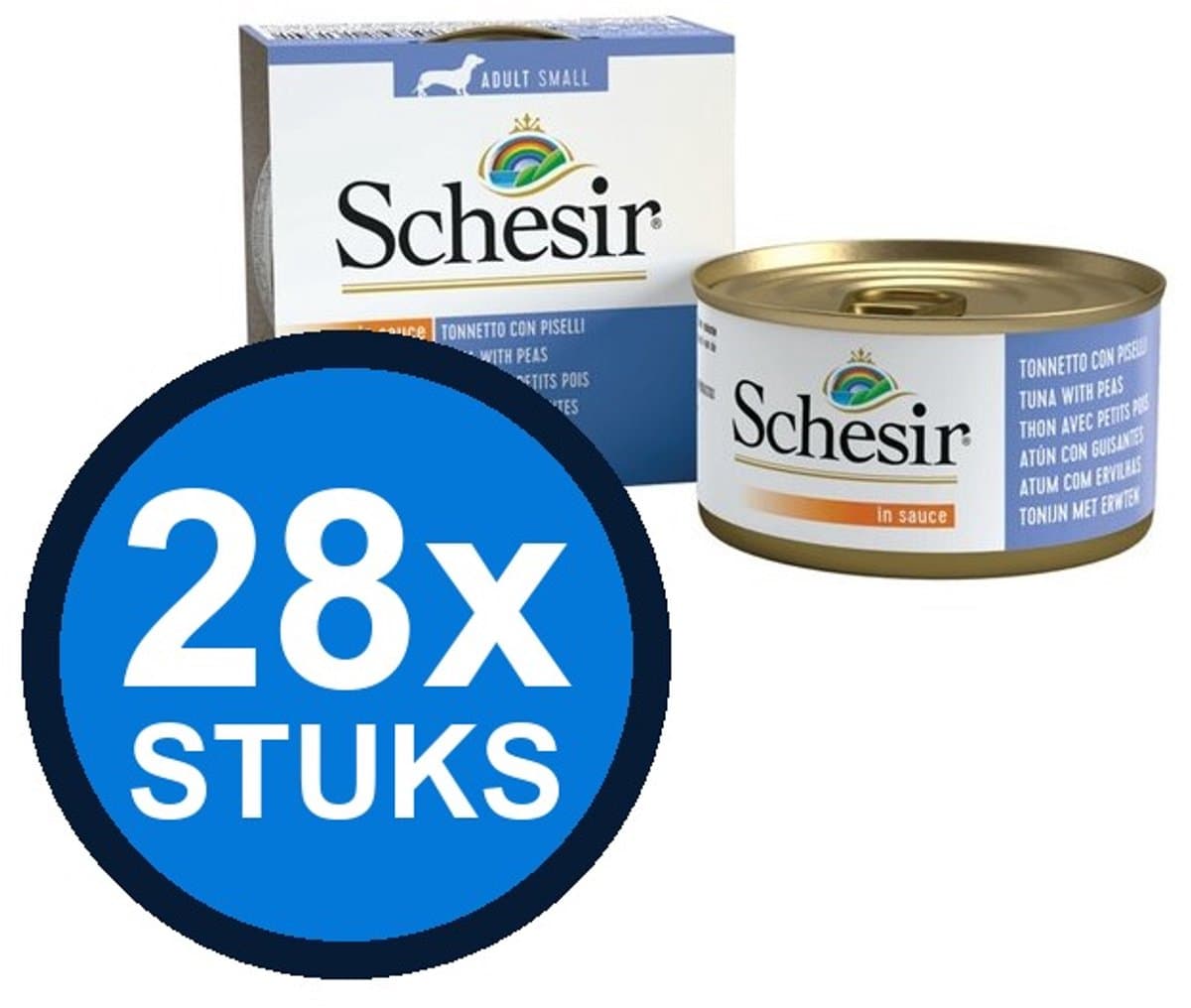 28x Schesir hond blik saus tonijn&erwten 85gr