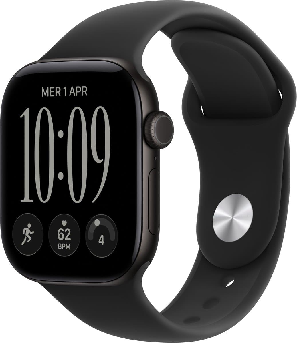 Apple Watch Series 12 Cellular 42mm Zwart Sportband S/M