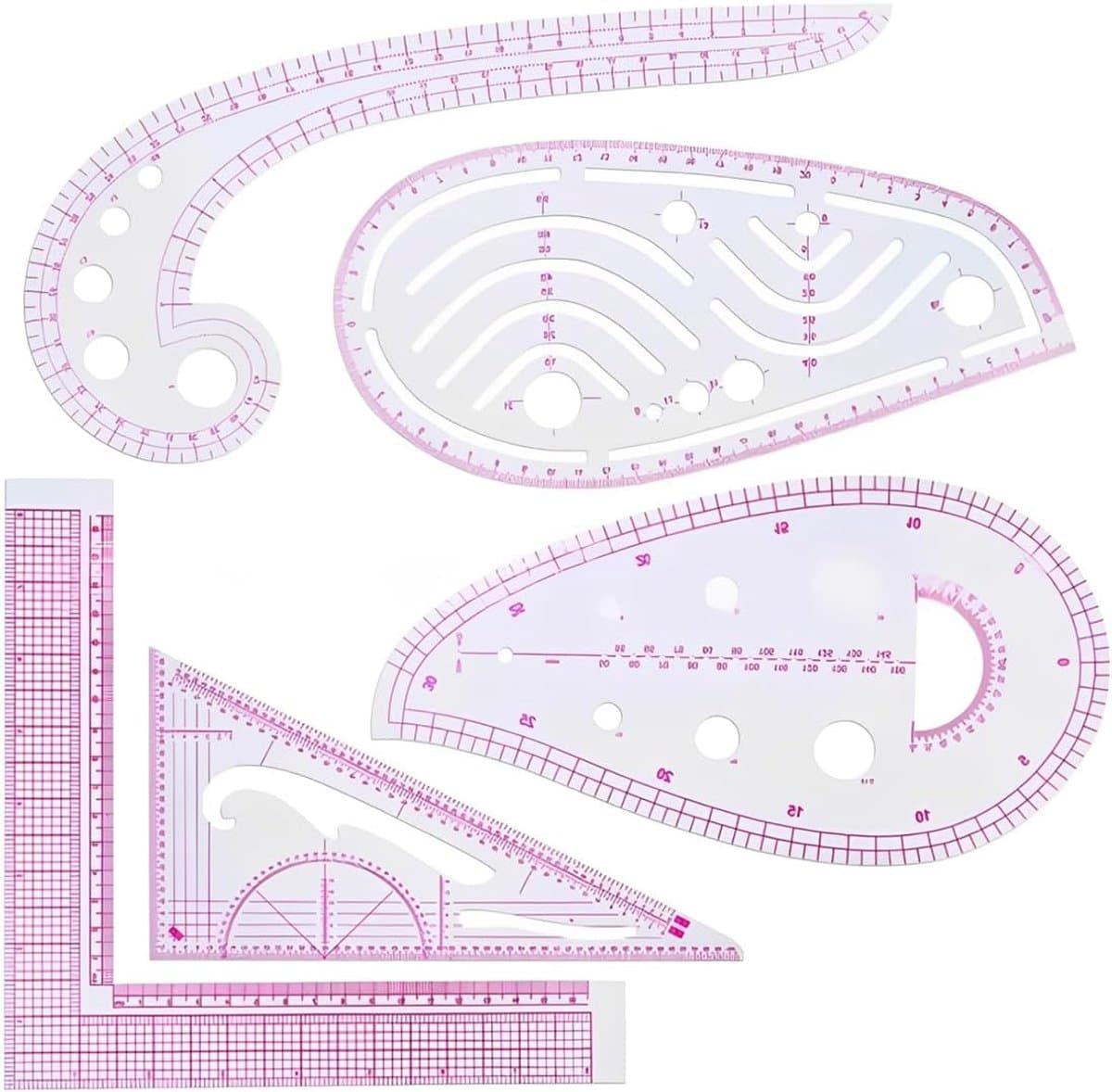 5 Pcs Set Sewing Rulers Curved Metric Ruler for Tailor's Patterns, Drawing, Measuring Clothes DIY - ShopVlot