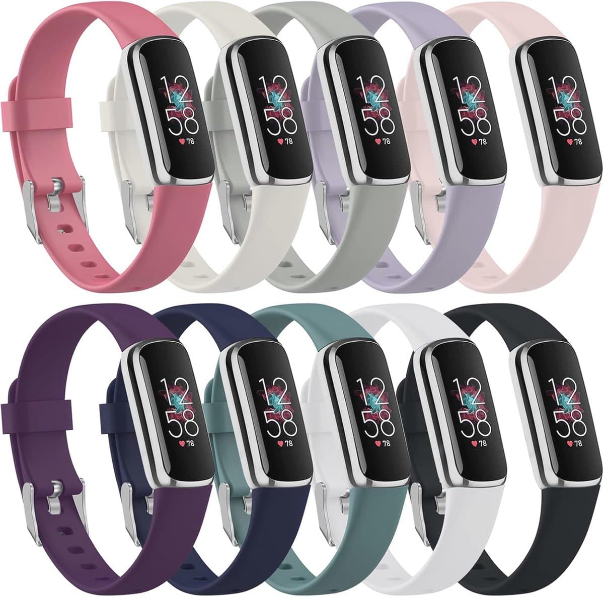 Verstelbare siliconen sportarmband in 10 kleuren voor luxe smartwatch voor meisjes en vrouwen